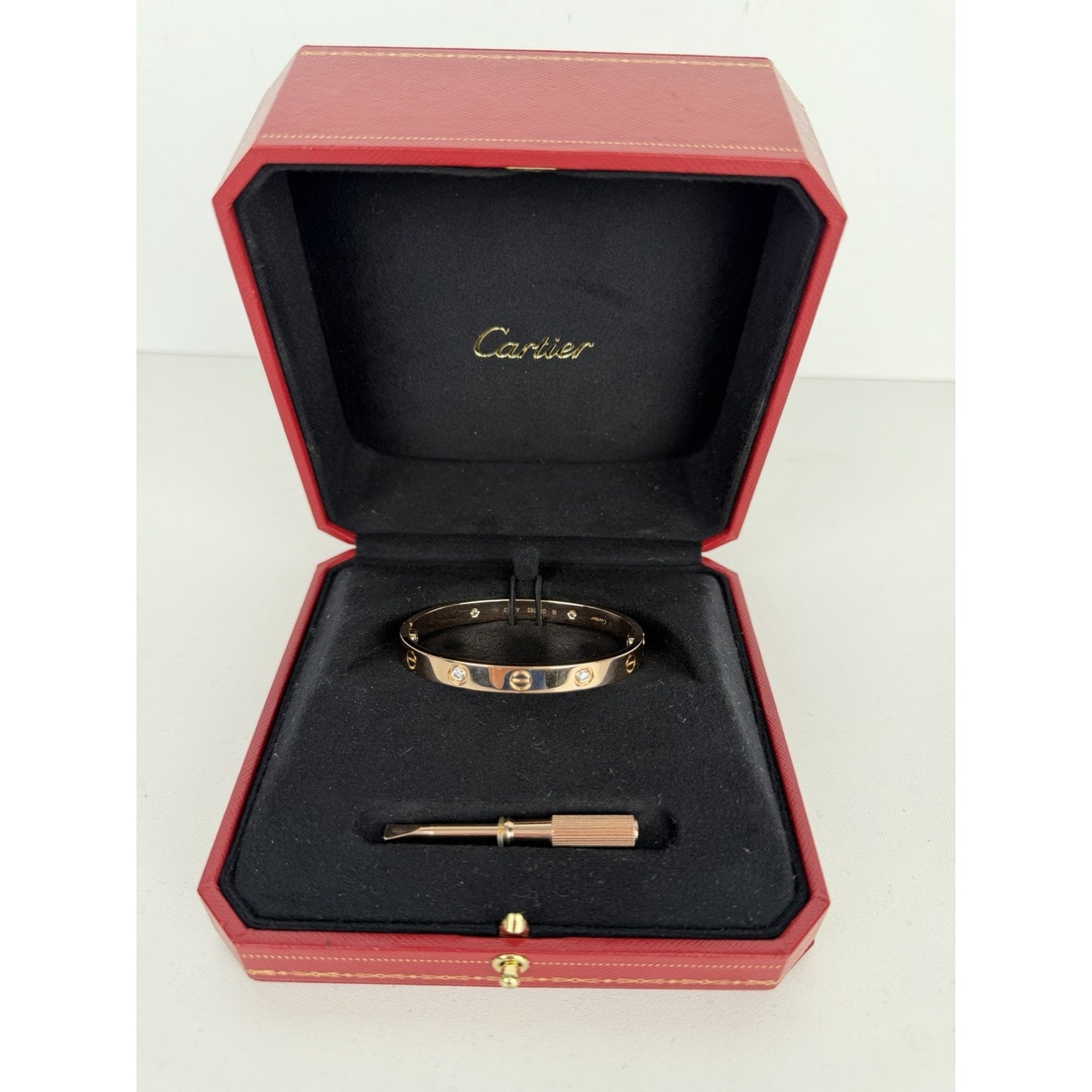Cartier Love Bracelet in 18K Rose Gold with Diamonds Size 16