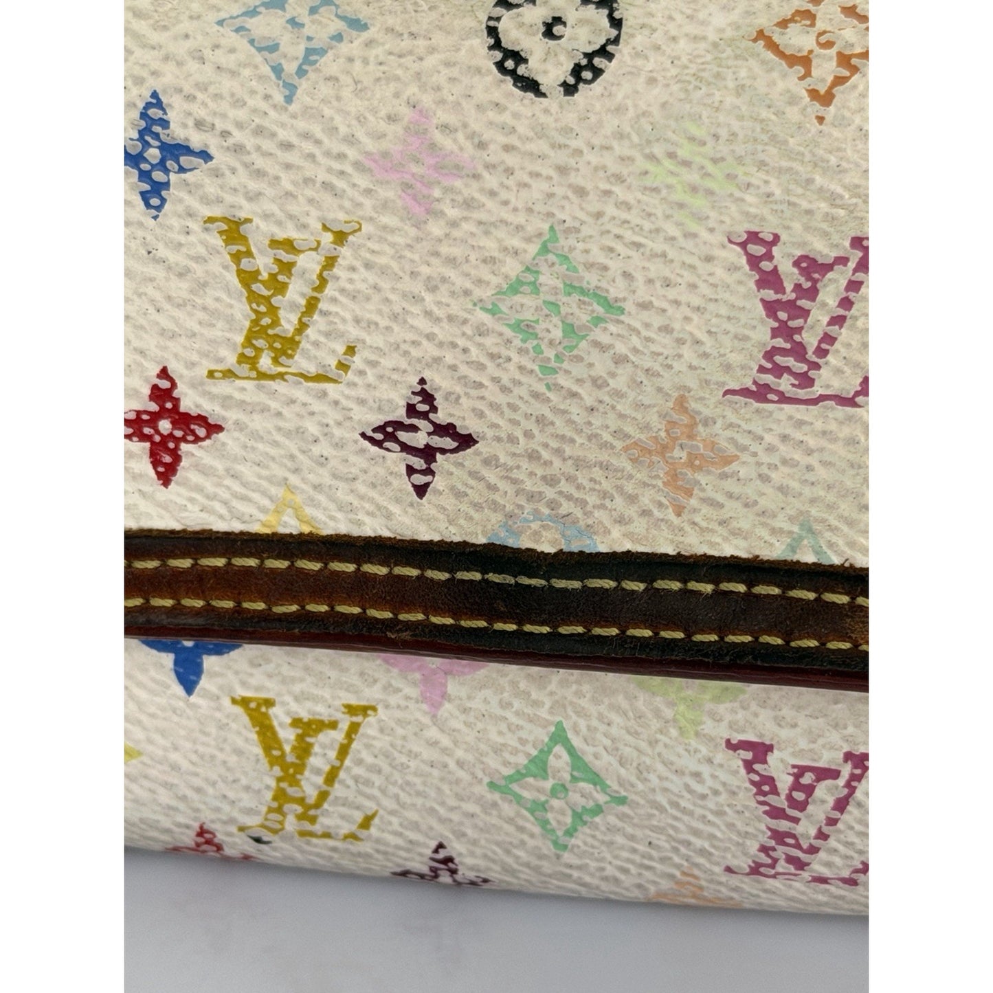 Louis Vuitton White Multicolor Porte-Monnaie Plat Coin Purse