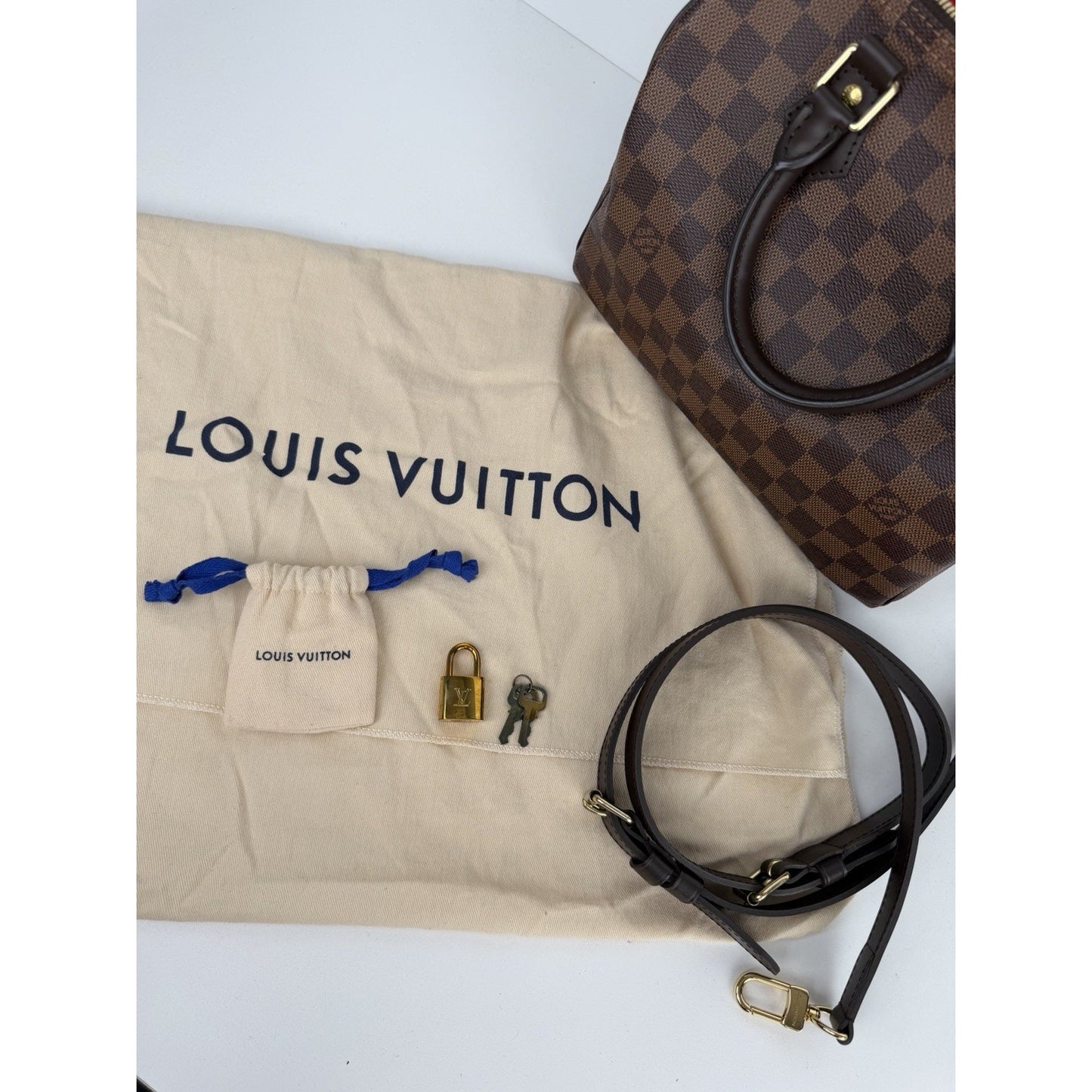 Louis Vuitton Speedy Bandouliere 25 Handbag in Damier Ebene Coated Canvas NFC F1