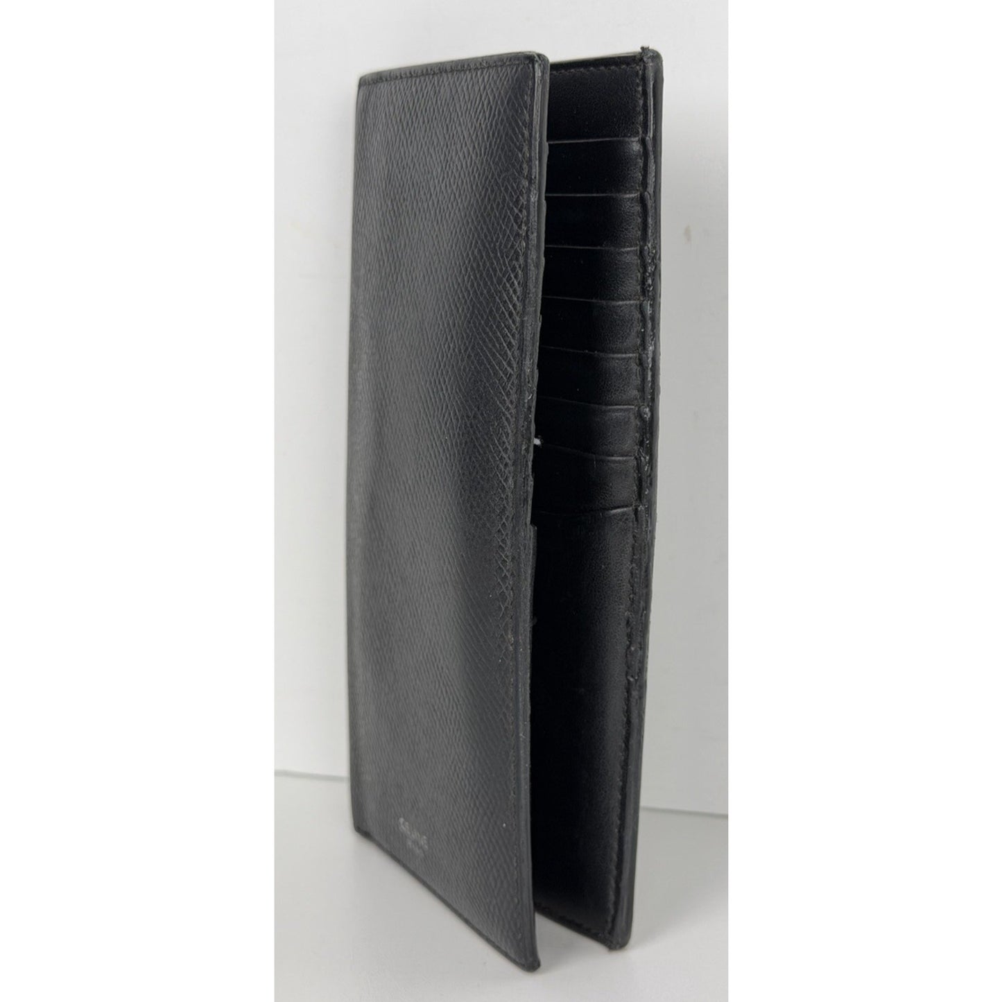 Celine Long Bifold Wallet Grained Calfskin Leather Black K1