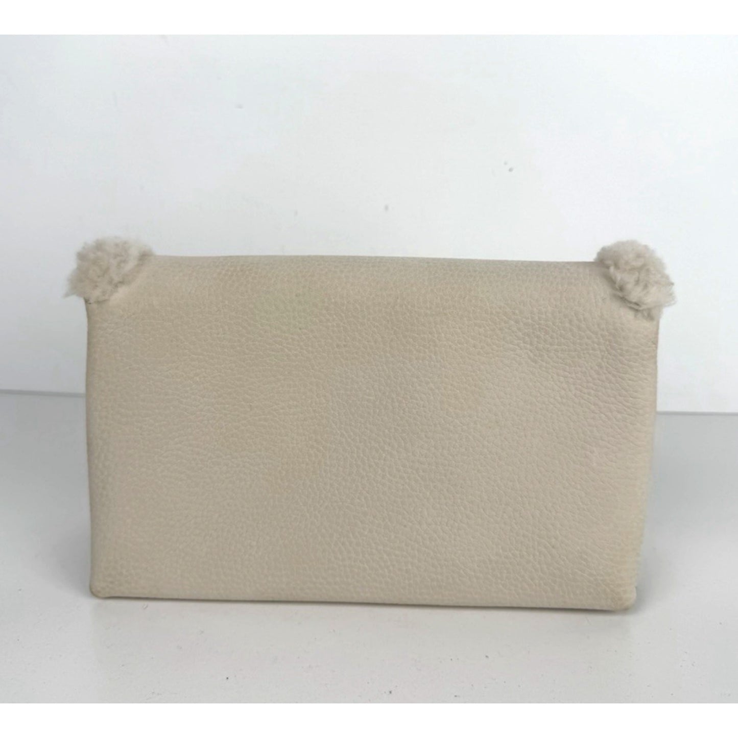 Brunello Cucinelli Shoulder Bag with Shearling Trim in Off-White Leather S15