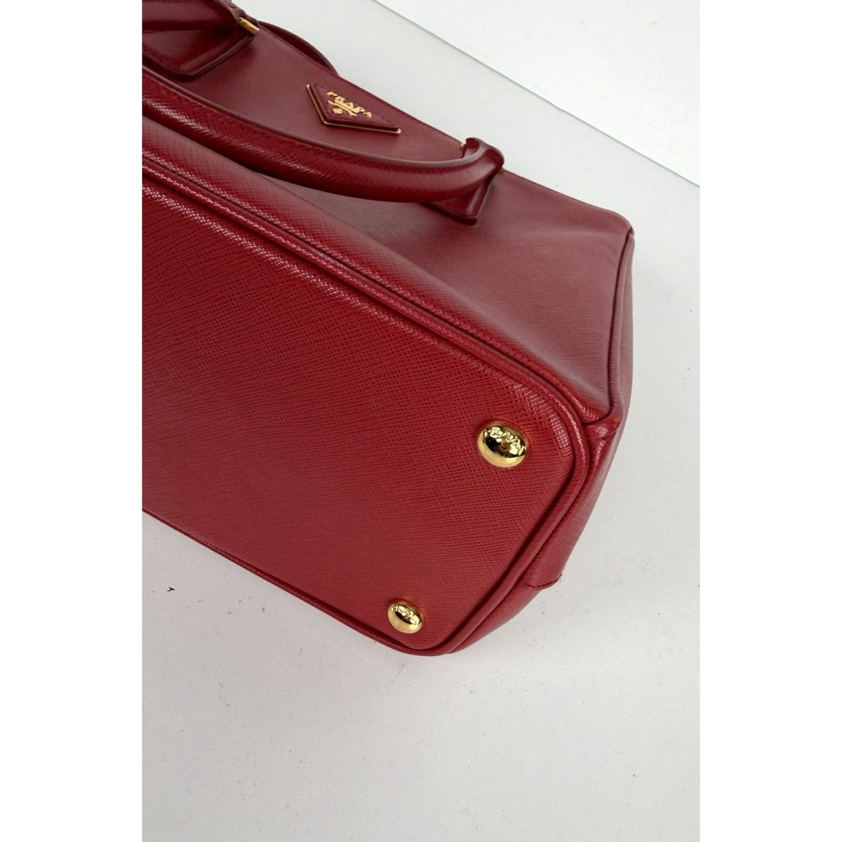 Prada Galleria Medium Top Handle Bag in Red Saffiano Leather Signature Logo S-05