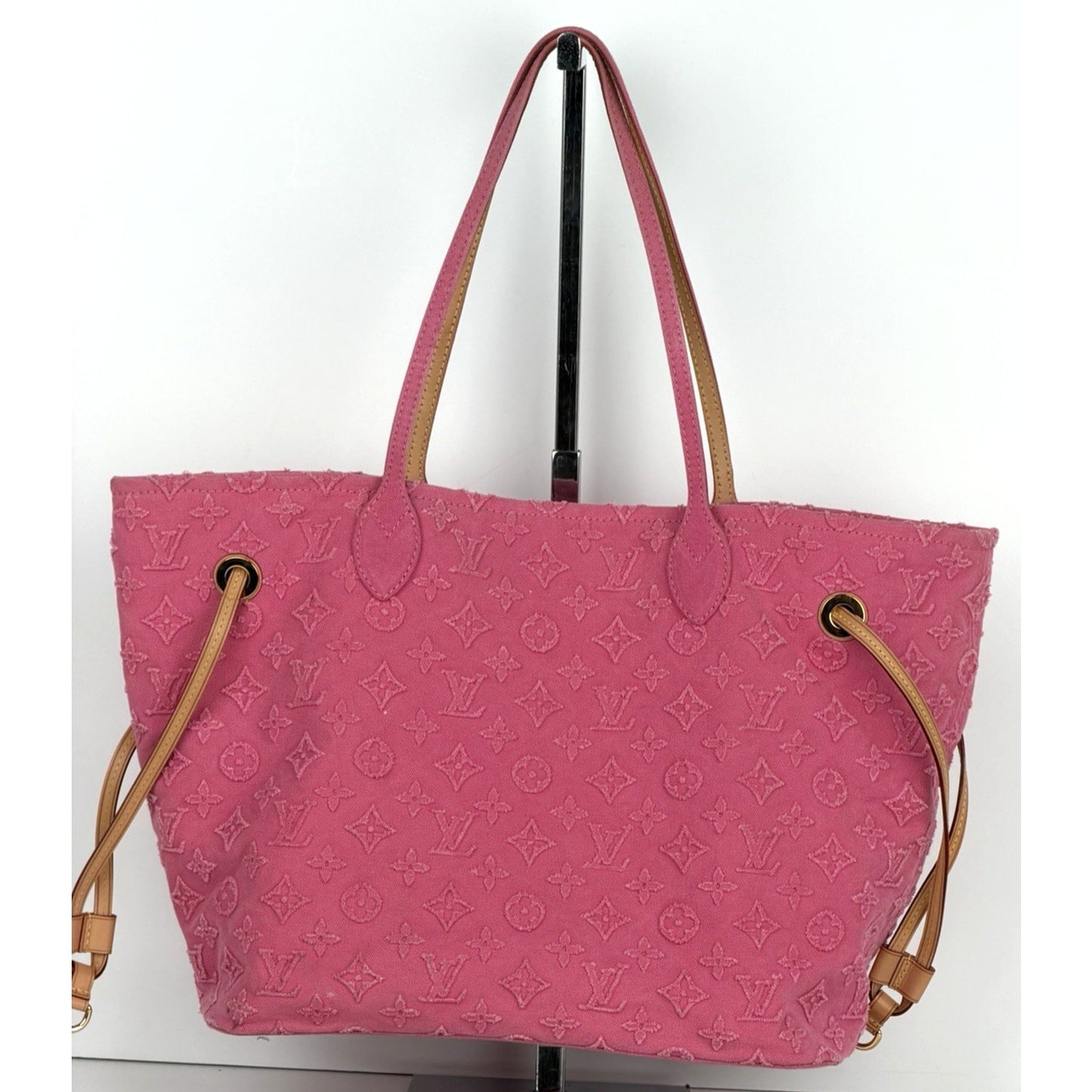 Louis Vuitton Neverfull MM Monogram Stonewashed Denim Tote Pink (2012) S10