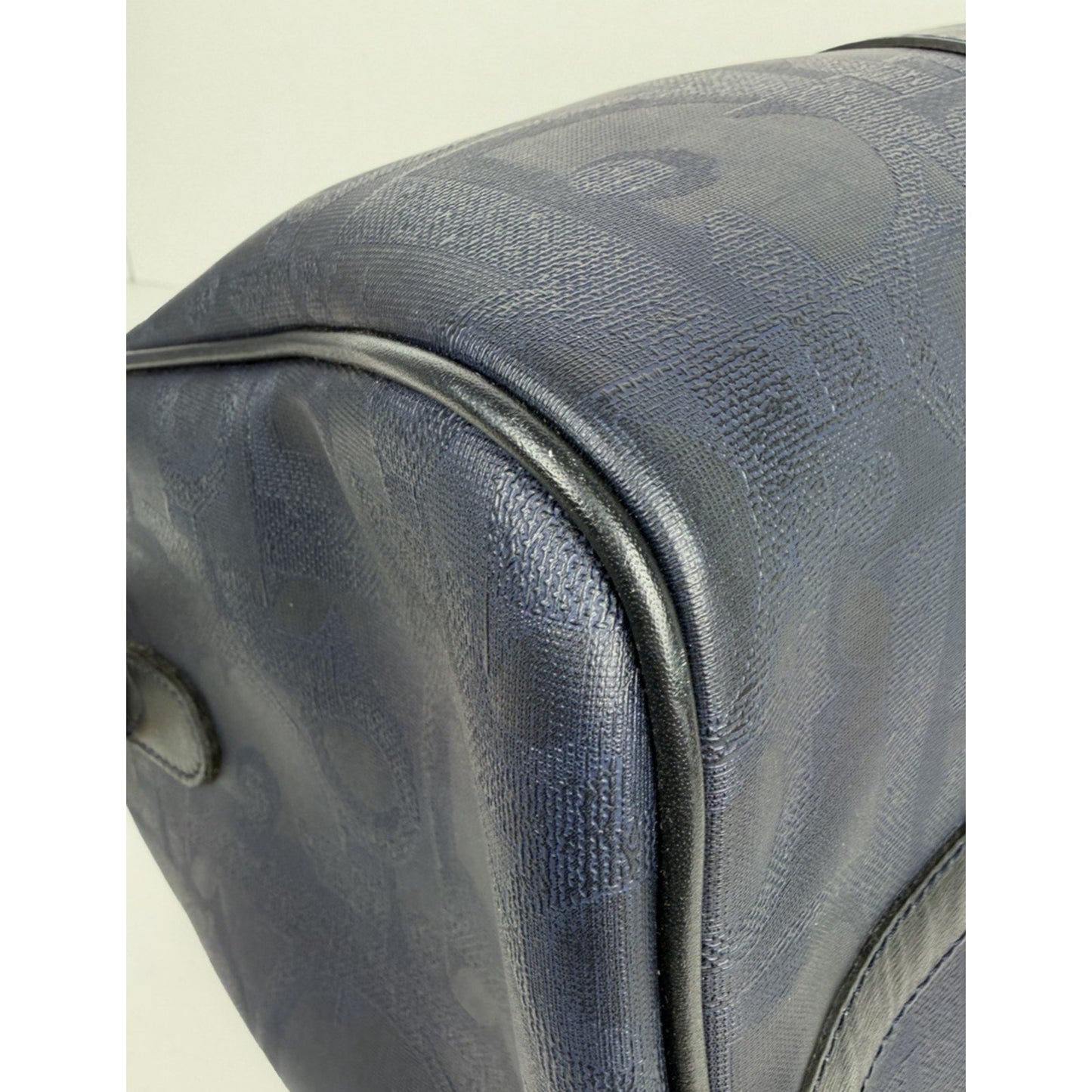 Christian Dior Trotter Boston 40 Bag Vintage in Navy Coated Canvas S