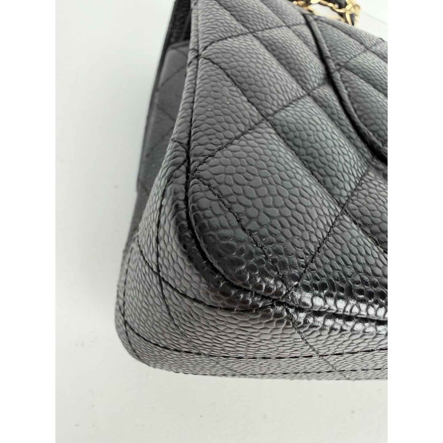 Chanel Classic Double Flap Bag Medium in Black Quilted Caviar Leather NFC D-8