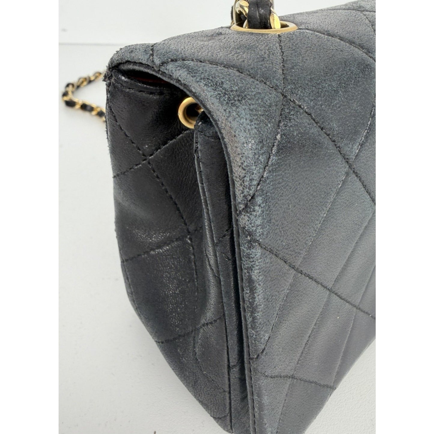 Chanel Mini Single Flap Bag Black Quilted Lambskin Leather 1989-1991 U2