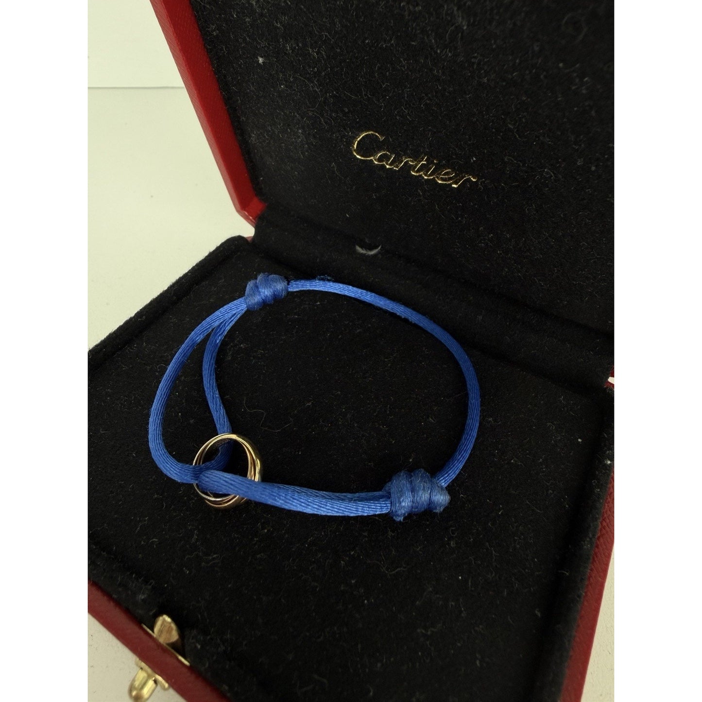 Cartier Cord Trinity Bracelet in 18K Tri-Color Gold & Blue Silk