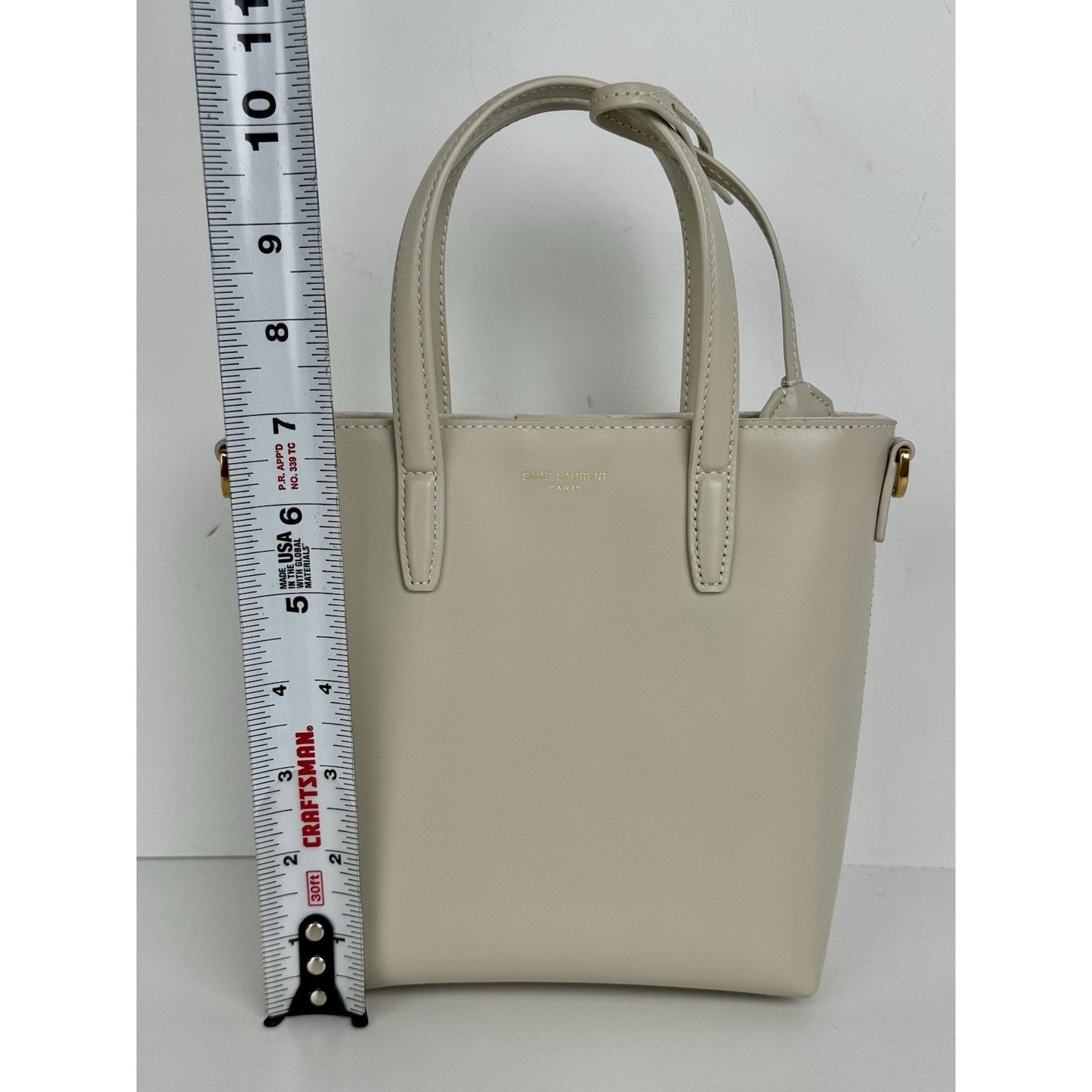Saint Laurent Mini Toy Shopping Tote Cream Leather Bag (3)