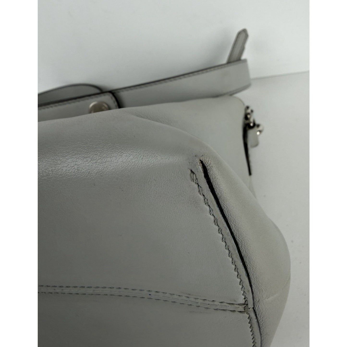 Fendi By The Way Medium Satchel Bag in Gray Leather with Studded Details S01
