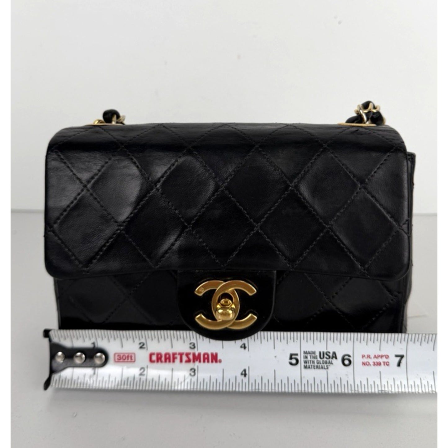 Chanel Mini Square Single Flap Bag in Black Vintage 1986-1988 E-8