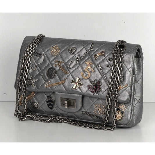 Chanel Lucky Charms 2.55 Reissue Double Flap Bag Metallic Silver 2006-2008 U3