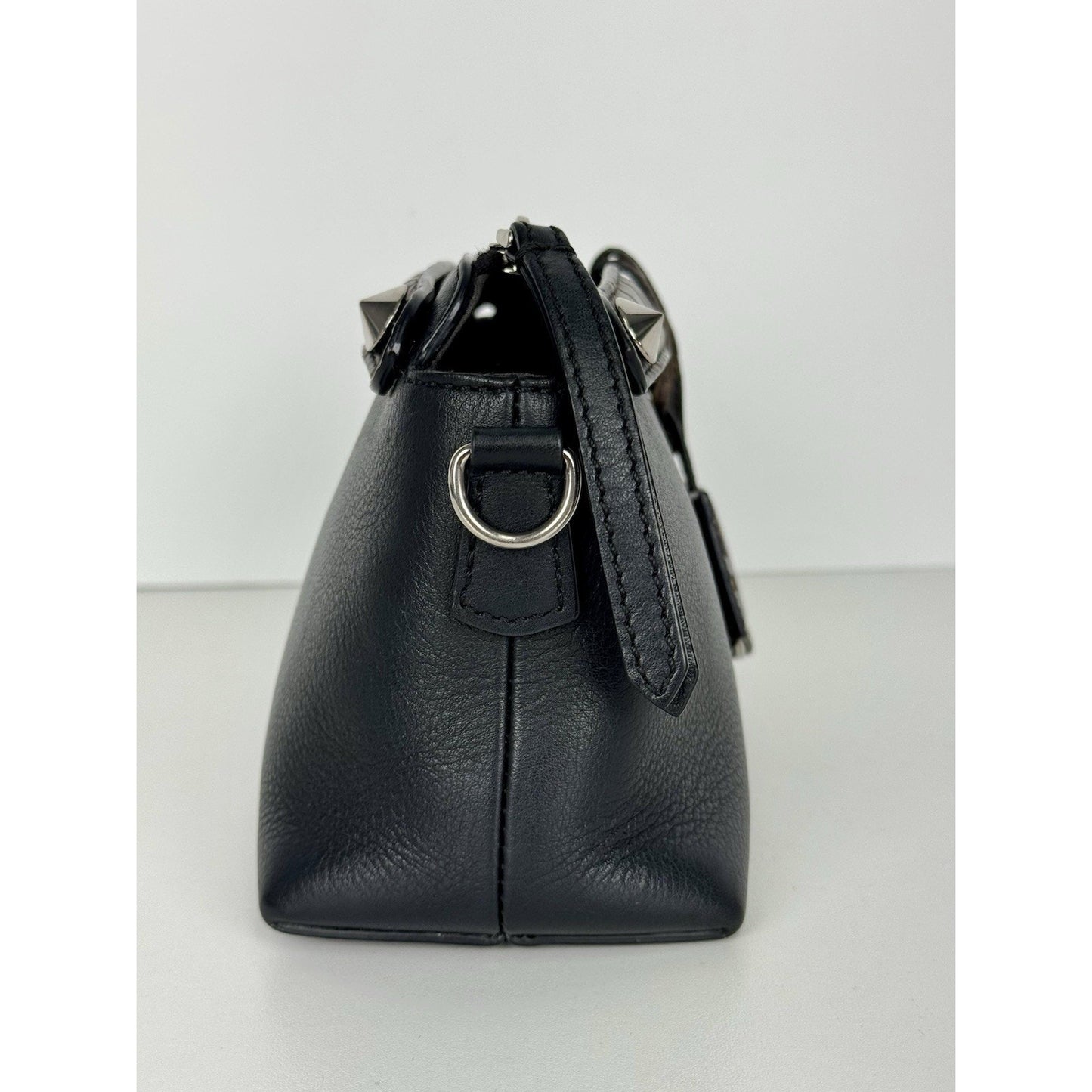 Fendi By The Way Mini Bag Black Leather Brown Trim B-1