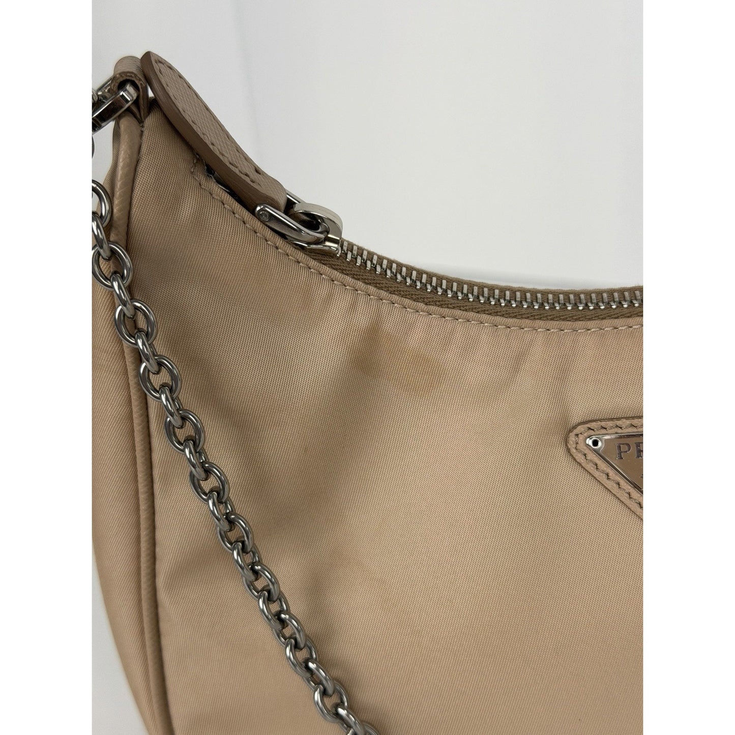 Prada Tessuto Nylon Re-edition 2005 Beige Crossbody Bag S04