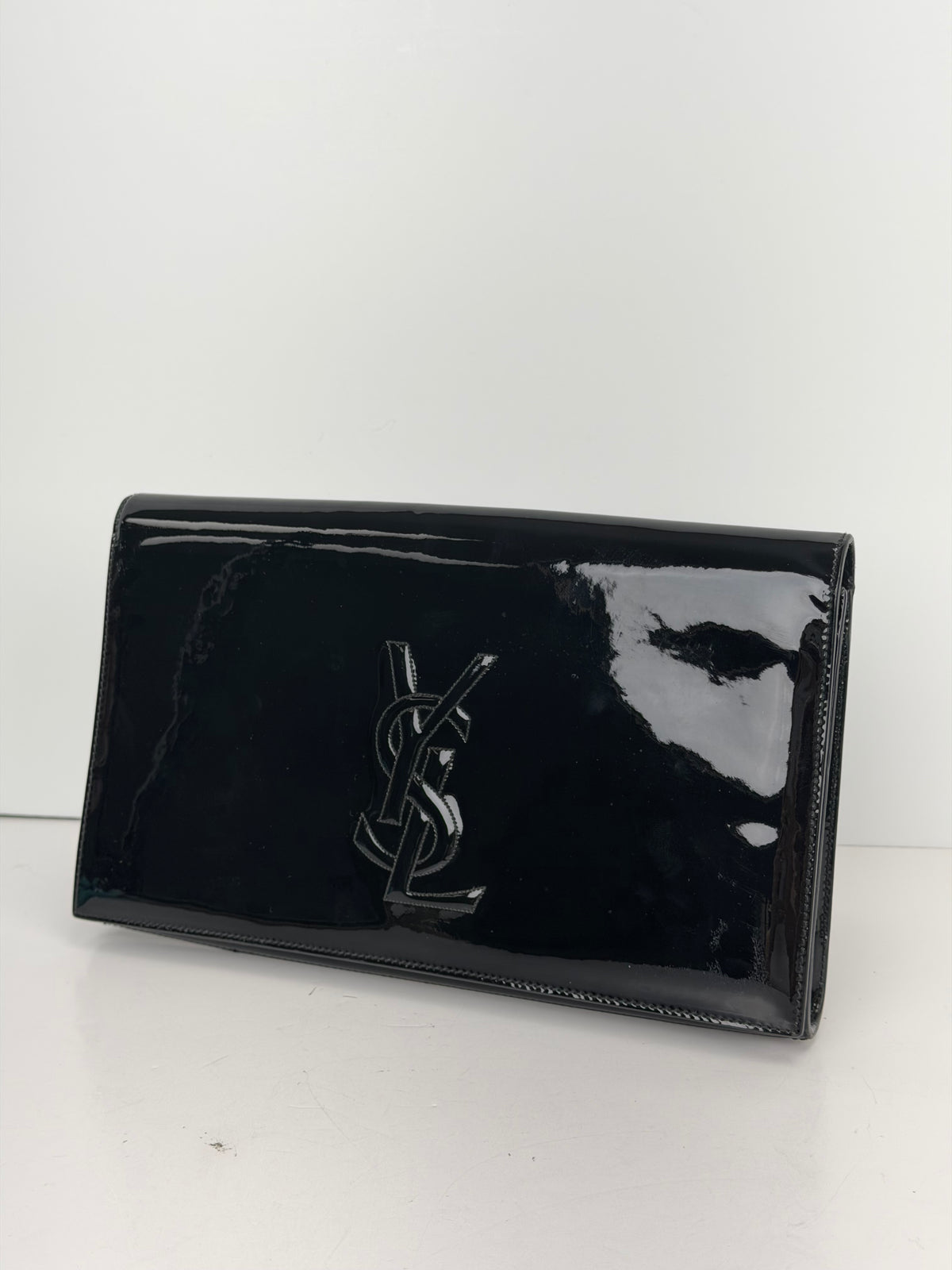 Yves Saint Laurent Black Patent Leather Clutch YU3