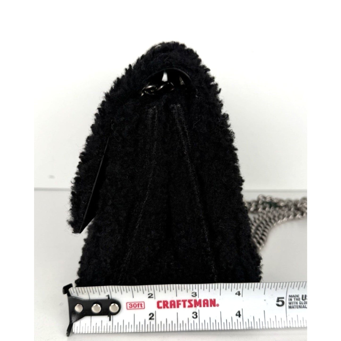 Balenciaga Crush Small Chain Bag in Black Curly Fake Shearling E6
