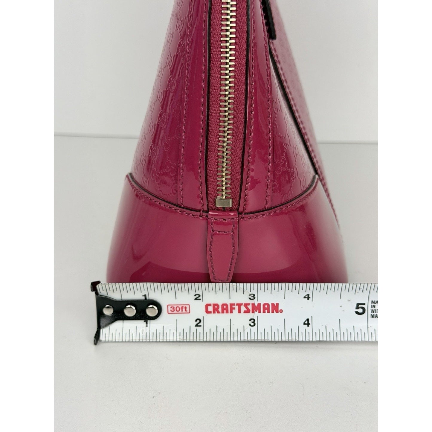 Gucci Microguccissima Nice Dome Top Handle Bag Small Fuchsia Patent Leather S01