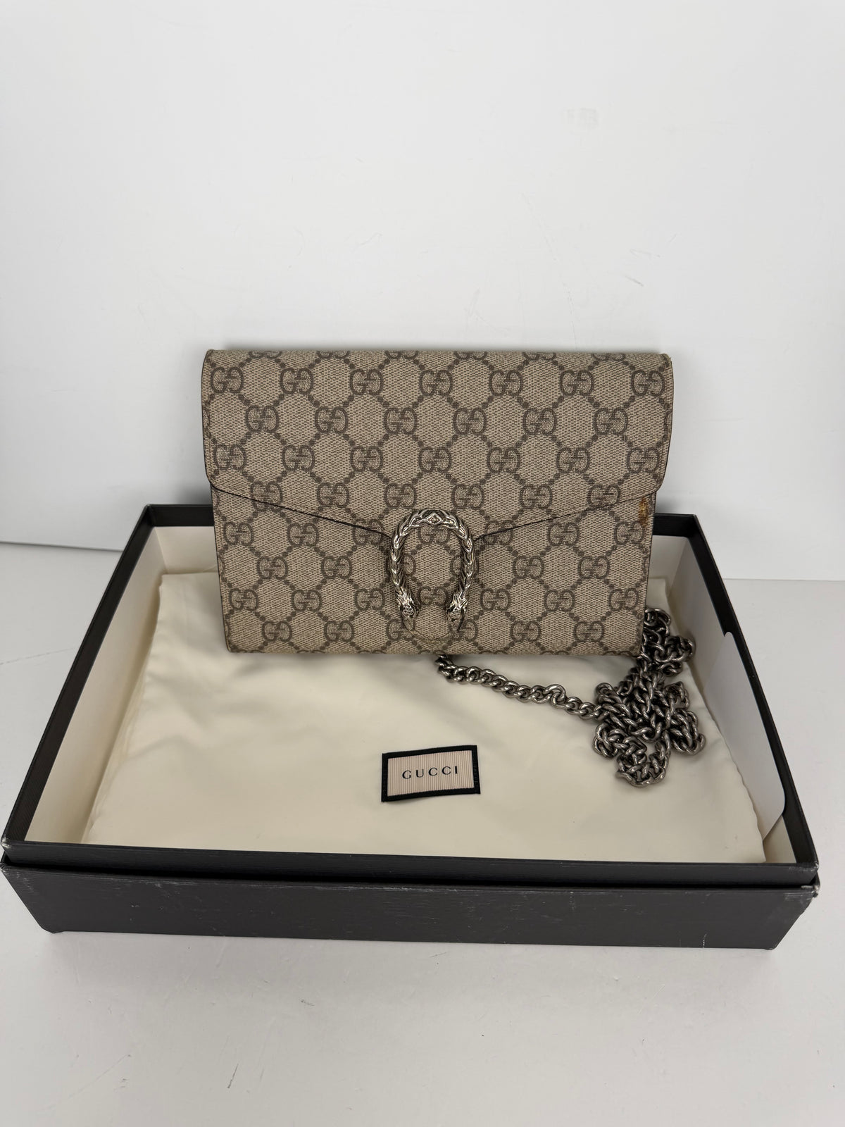 Gucci GG Supreme Dionysus Crossbody Bag in GG Monogram Coated Canvas YS15