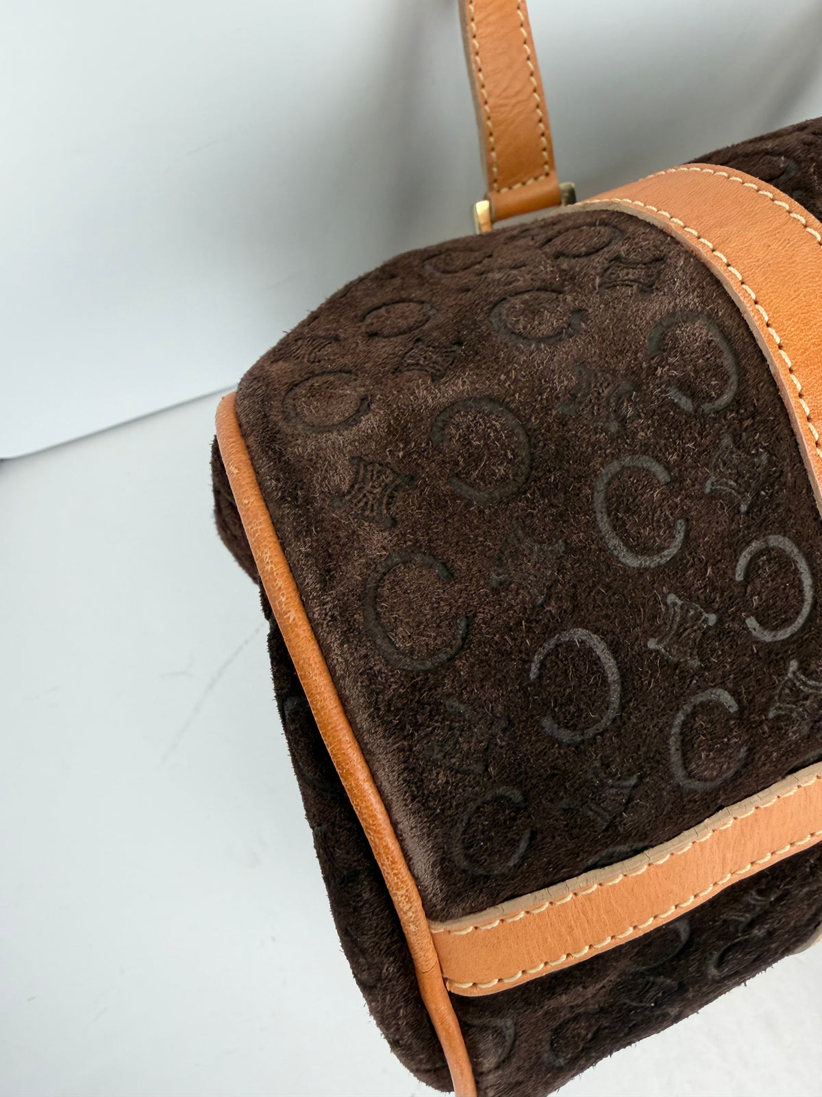 Celine C Macadam Barrel Bag in Brown Suede YS26