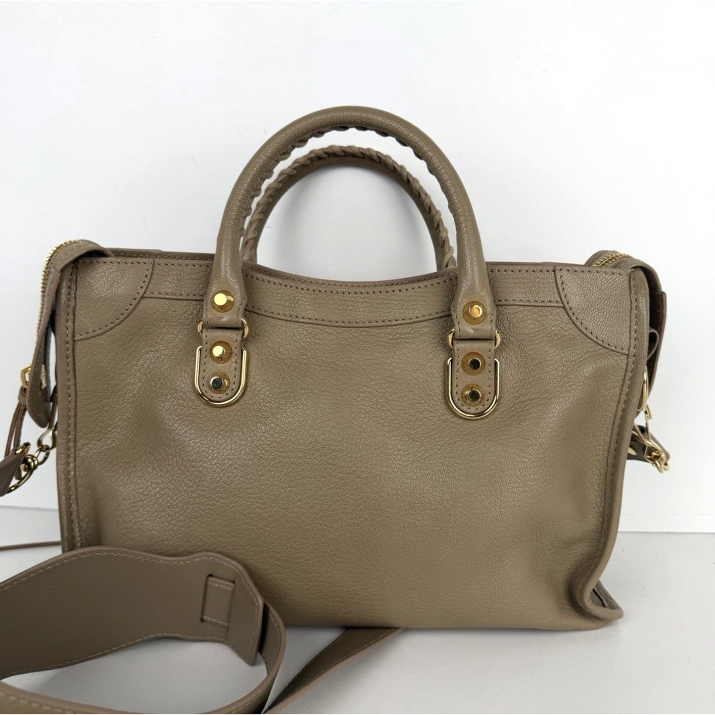 Balenciaga Metallic Edge City Bag Small in Beige Leather with Gold Hardware B-1