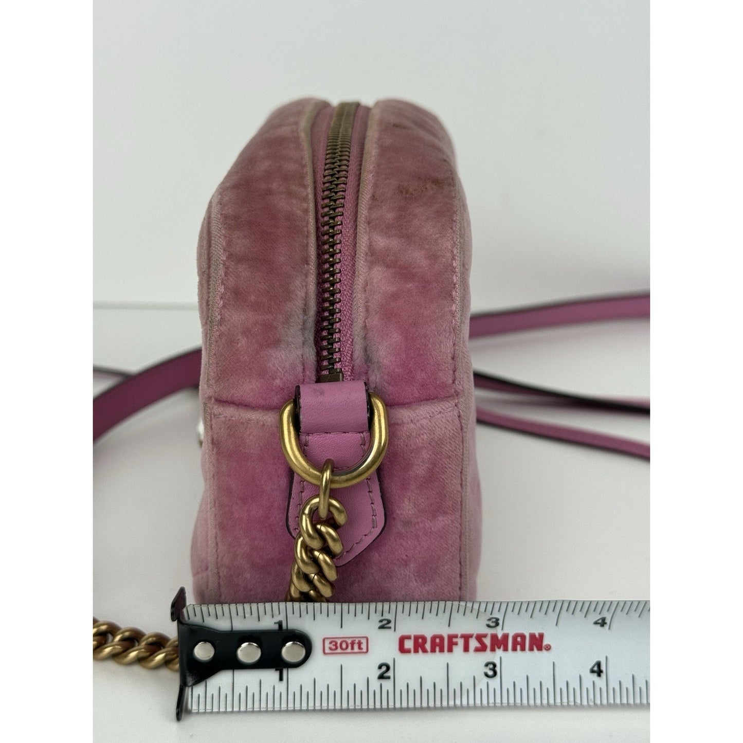 GUCCI Shoulder Bag GG Marmont Velvet Quilted Velour Pink