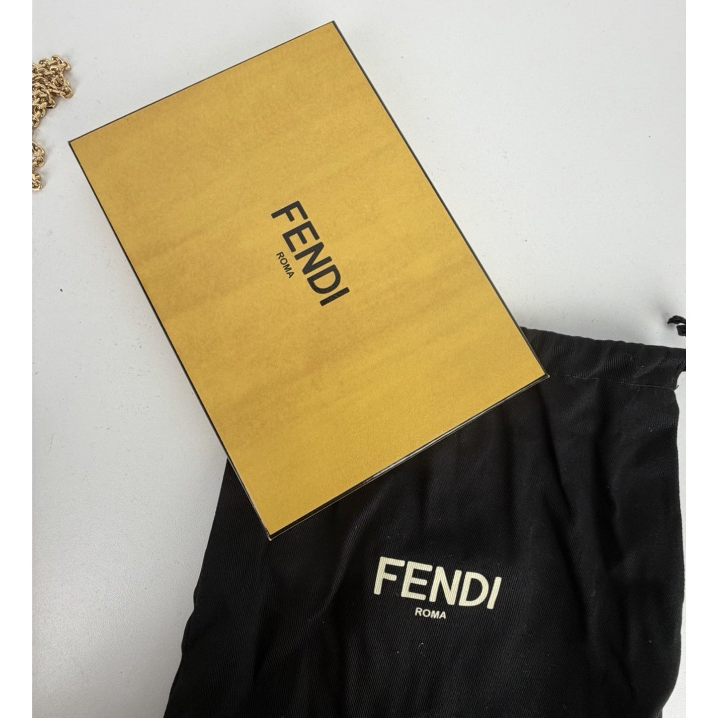 Fendi FF Diamonds Wallet on Chain Bag in Brown Leather Gold HW S08