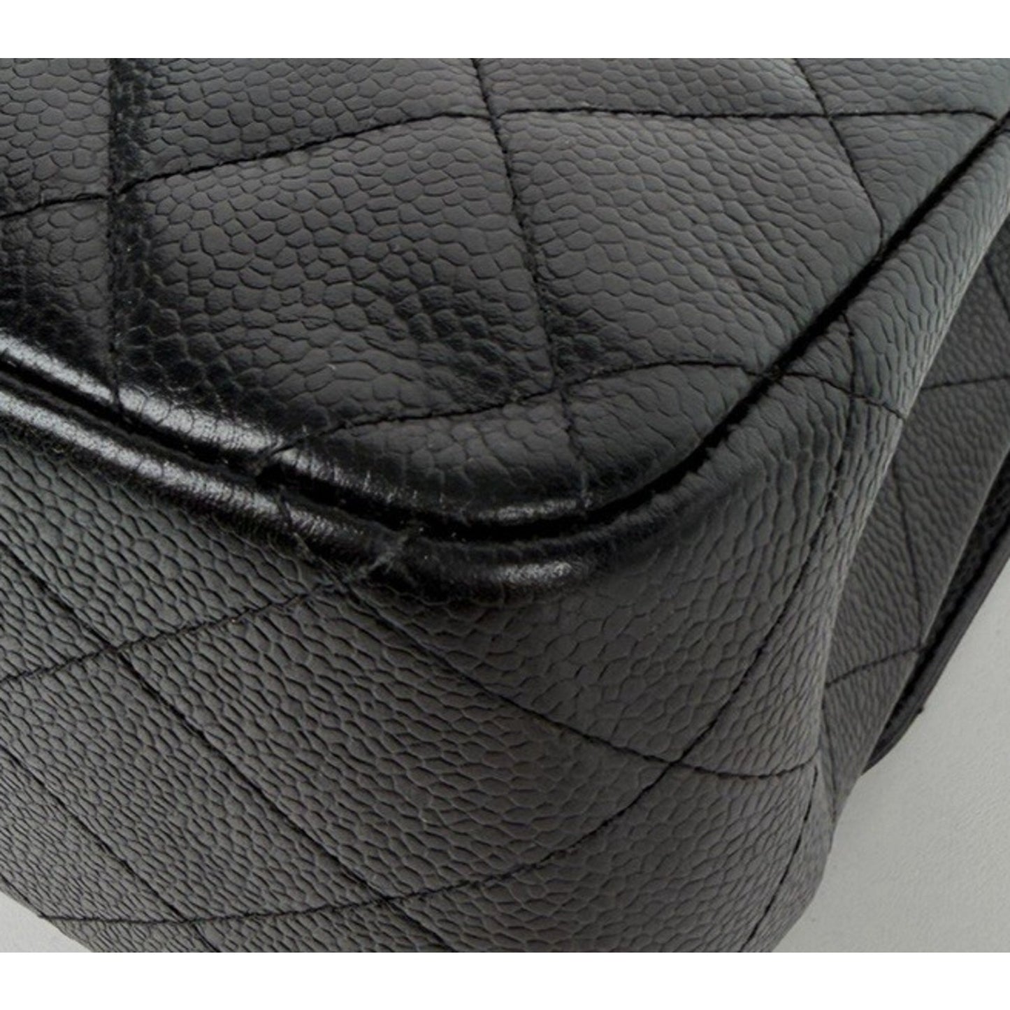 Chanel Classic Double Flap Bag Jumbo in Black Quilting Caviar Leather 2016 B5