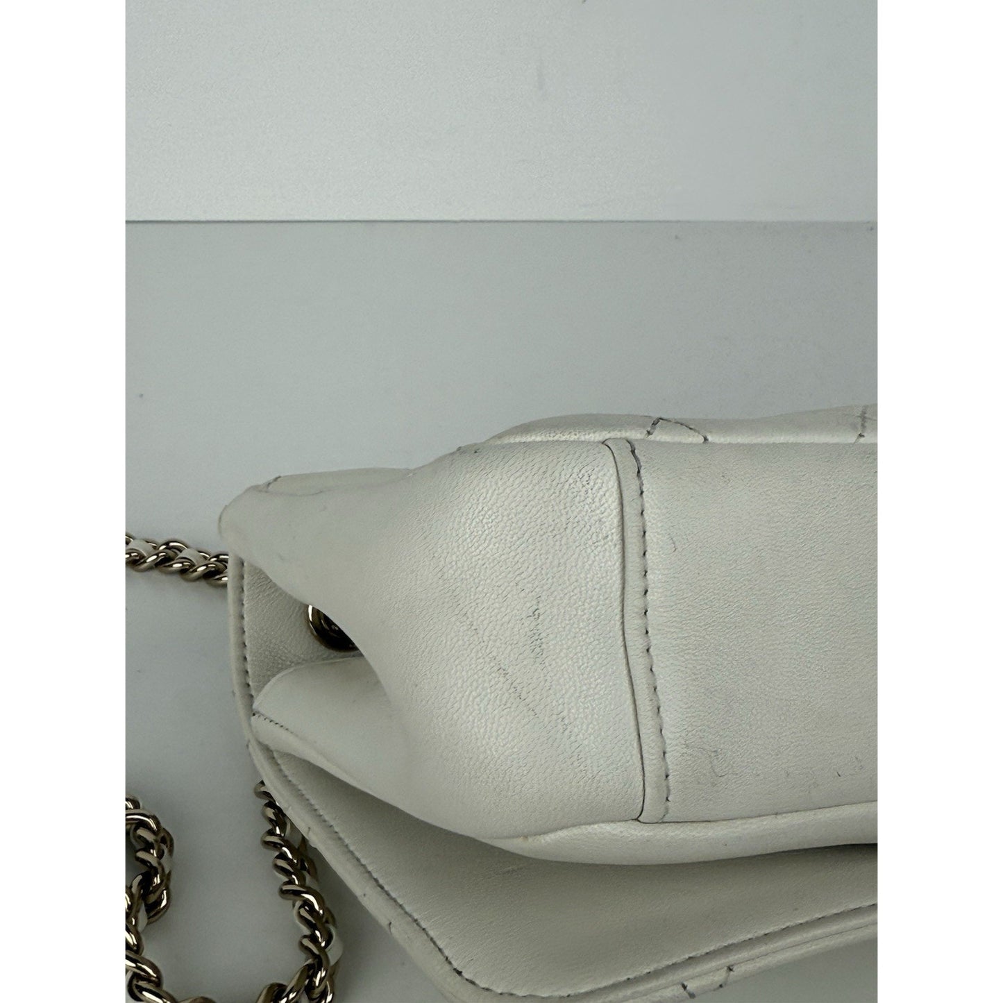 CHANEL White Lambskin Quilted Studded Beauty Begins Flap Shoulder Bag