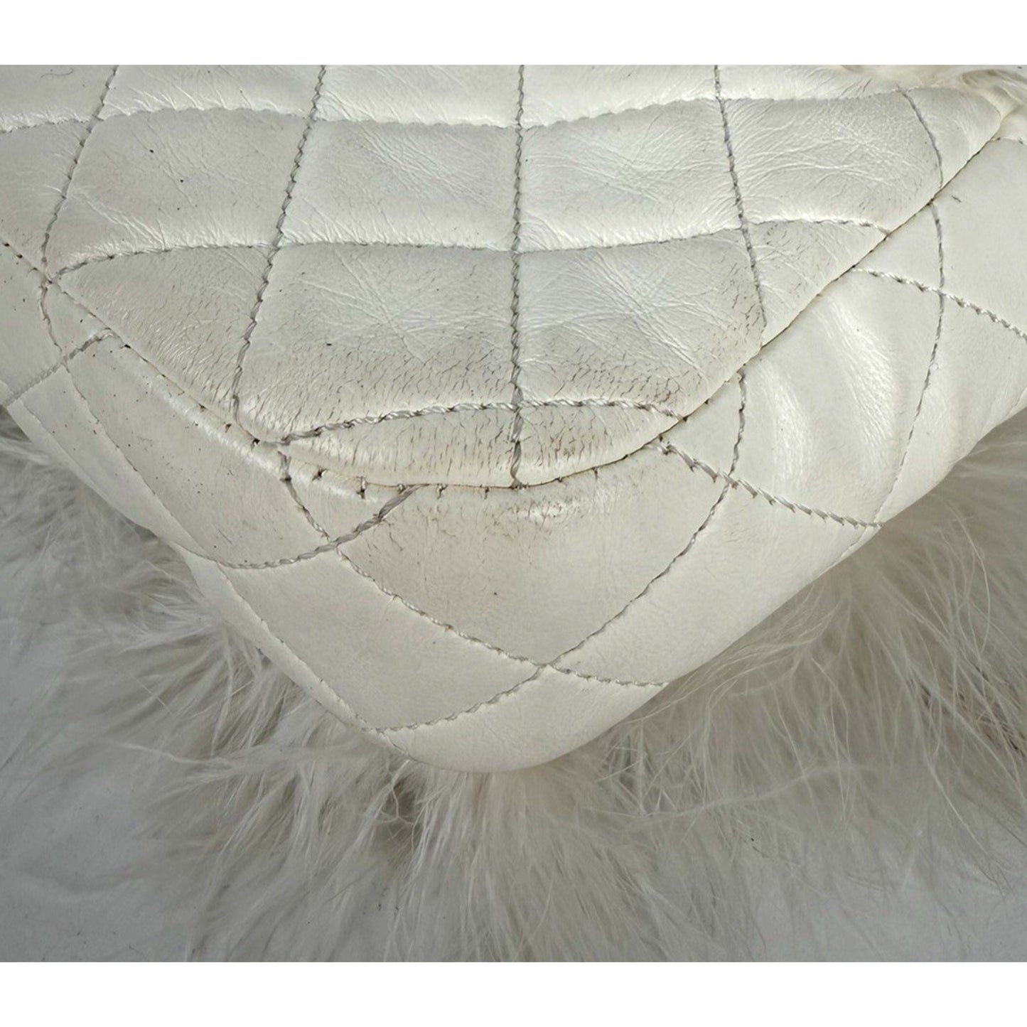 Chanel Quilted Flap Bag made with Fluffy White Feathers 2019 D-2