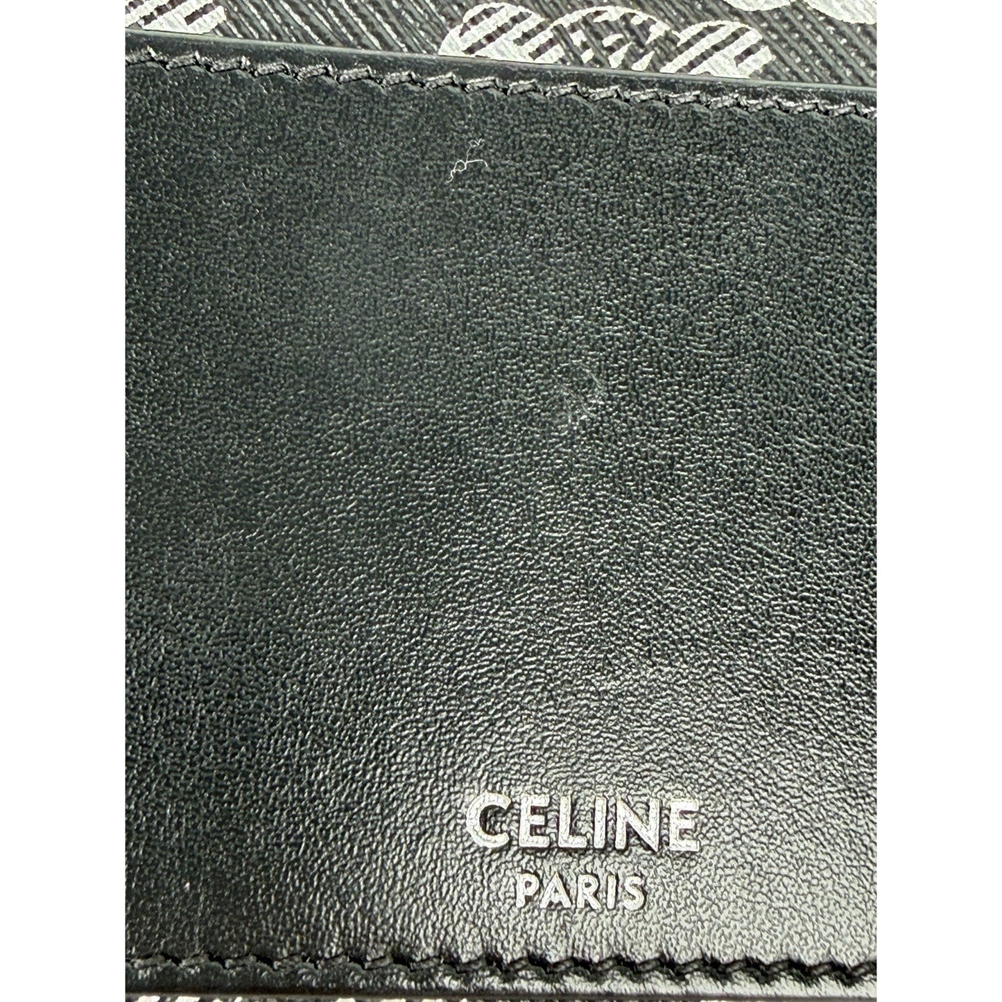Celine Triomphe Horizontal Pouch Black Coated Canvas Smooth Calfskin Trim K2