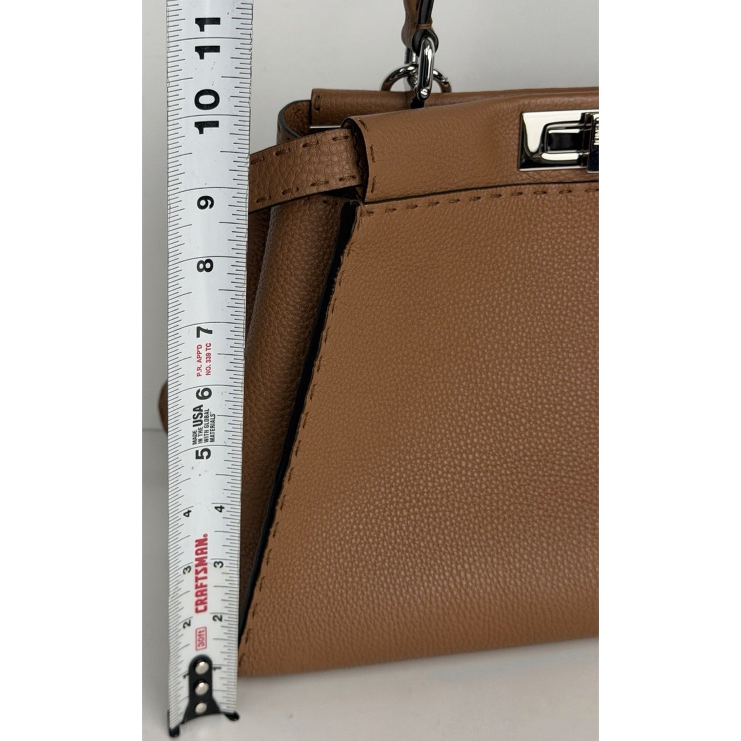 Fendi Selleria Peekaboo Handbag Medium Brown Cuoio Romano Leather B4