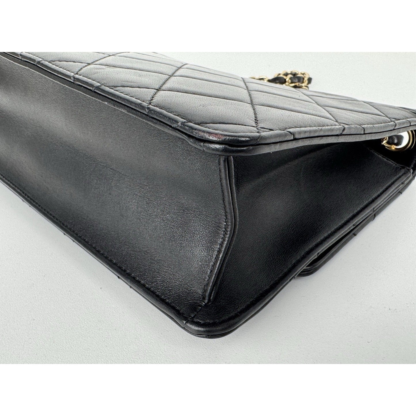 CHANEL Leather Quilted Golden Class Flap Black B-6