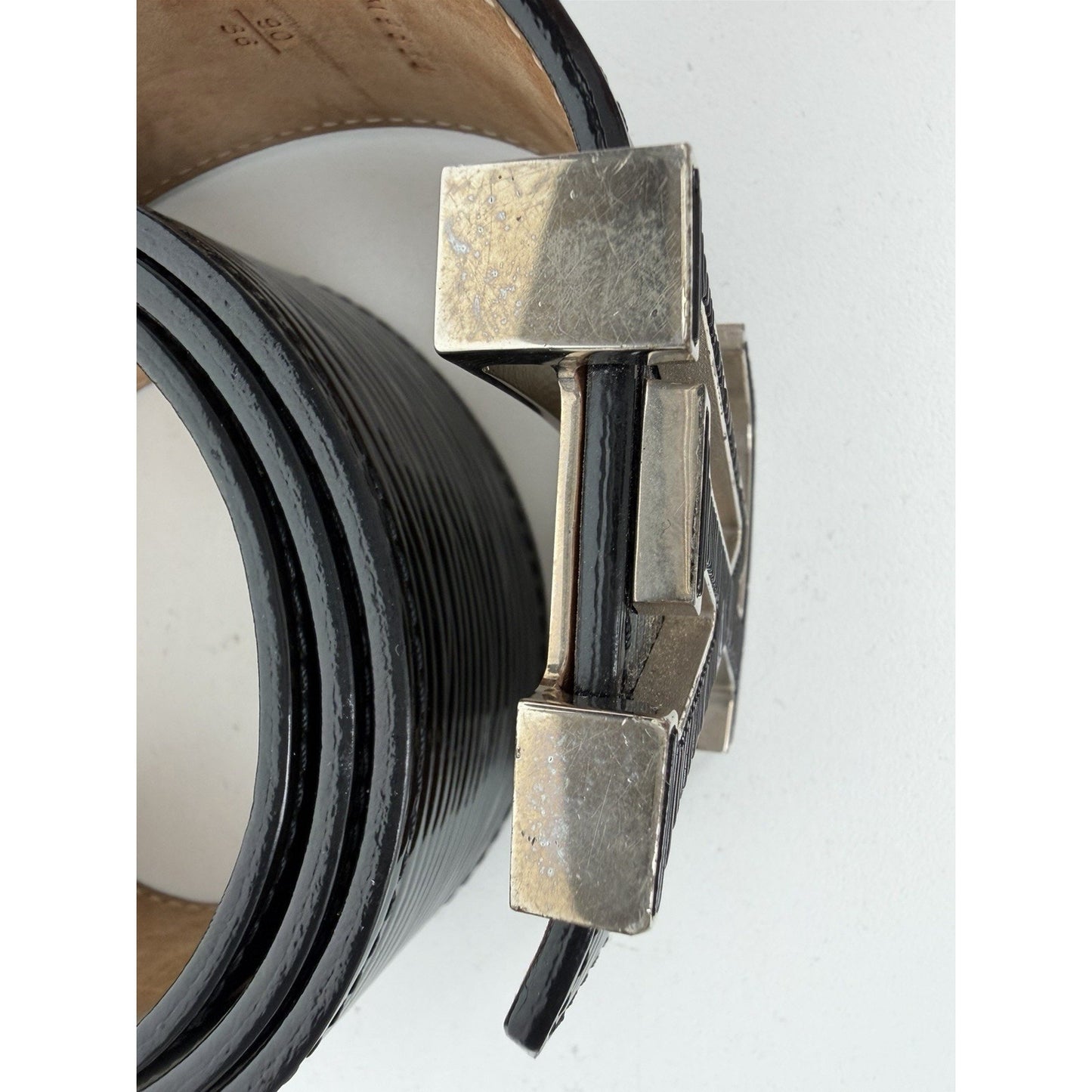 Louis Vuitton Epi Electric 40mm 36 LV Initials Belt Black Textured Strap 2011 K2