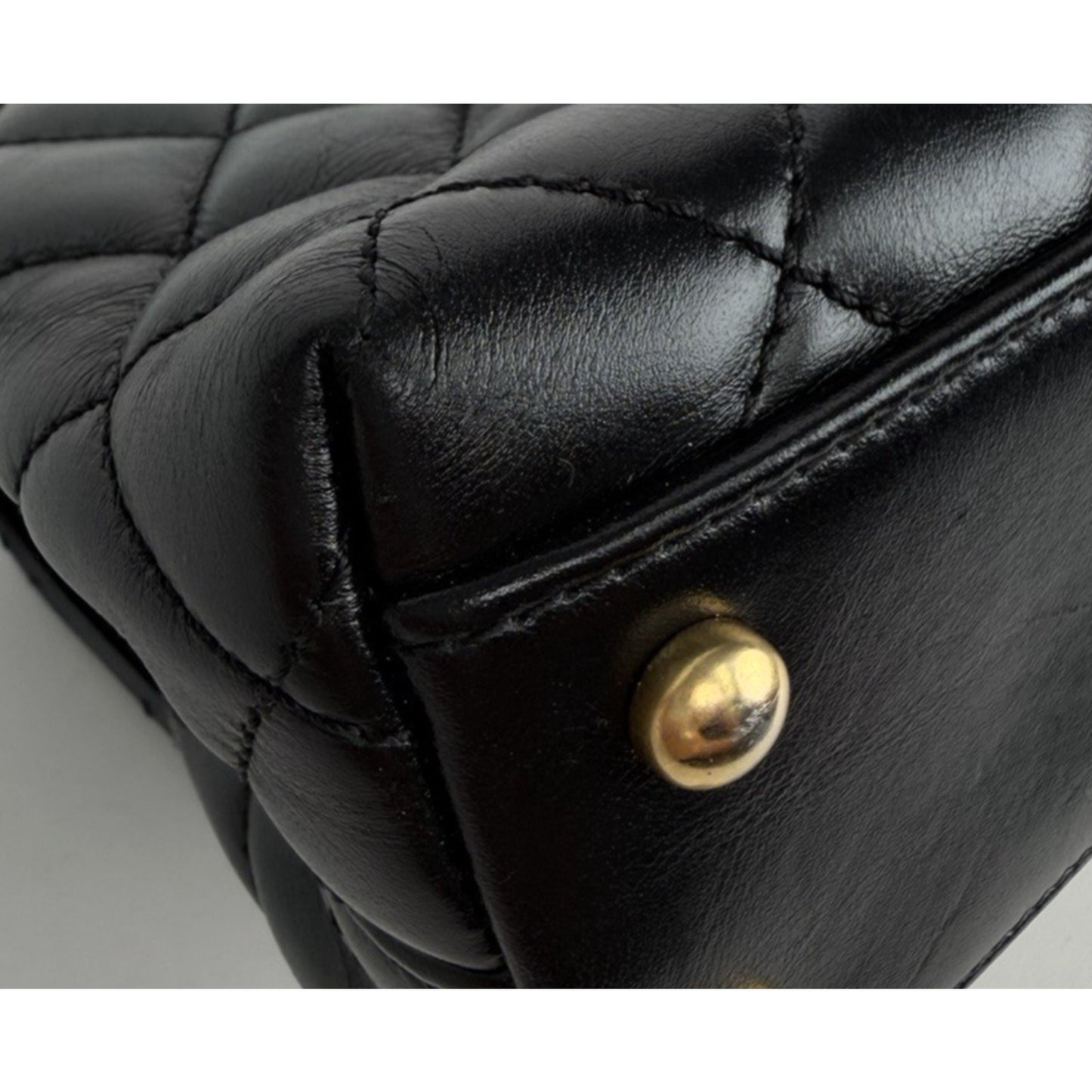 Chanel Coco Top Handle Mini Bag in Black Quilted Calfskin Leather NFC U-3