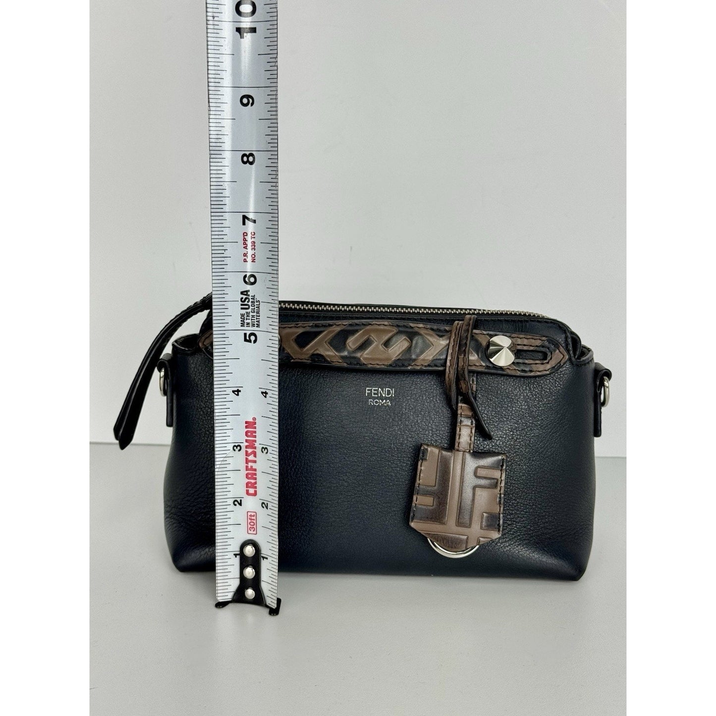 Fendi By The Way Mini Bag Black Leather Brown Trim B-1