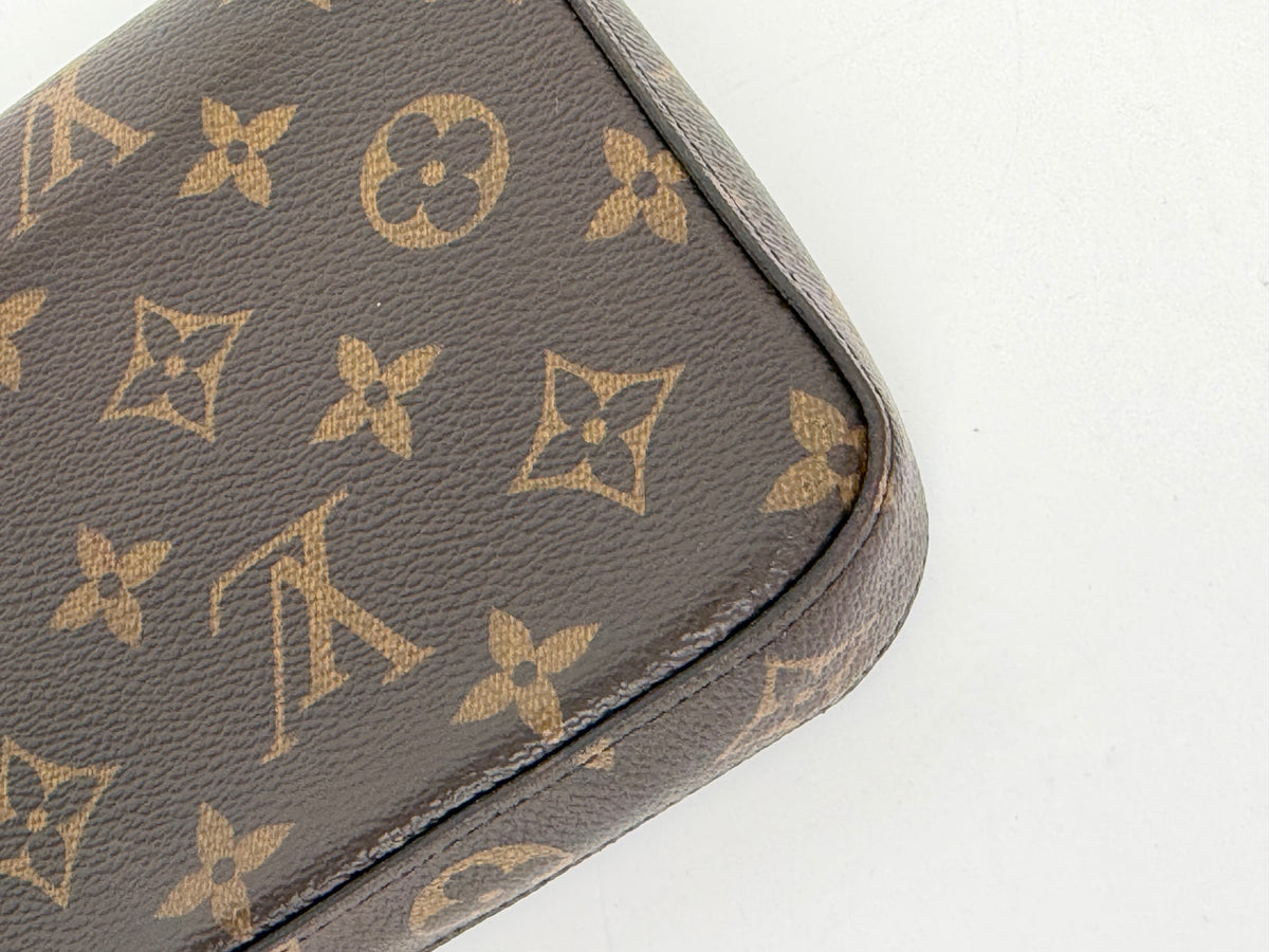 Louis Vuitton Pochette Felicie Flap Pouch in Brown LV Monogram Coated Canvas 2019 Y