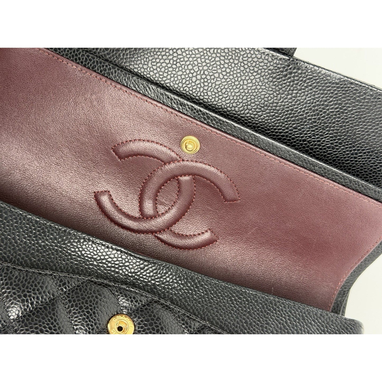 Chanel Classic Double Flap Medium Bag in Black Quilted Caviar Leather 2019 C6