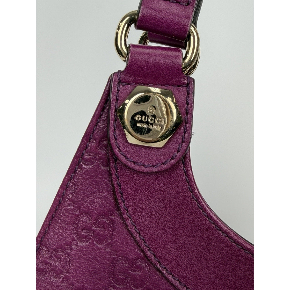 Gucci Charmy Hobo Shoulder Bag in Purple Guccissima Leather Silver Hardware S-05