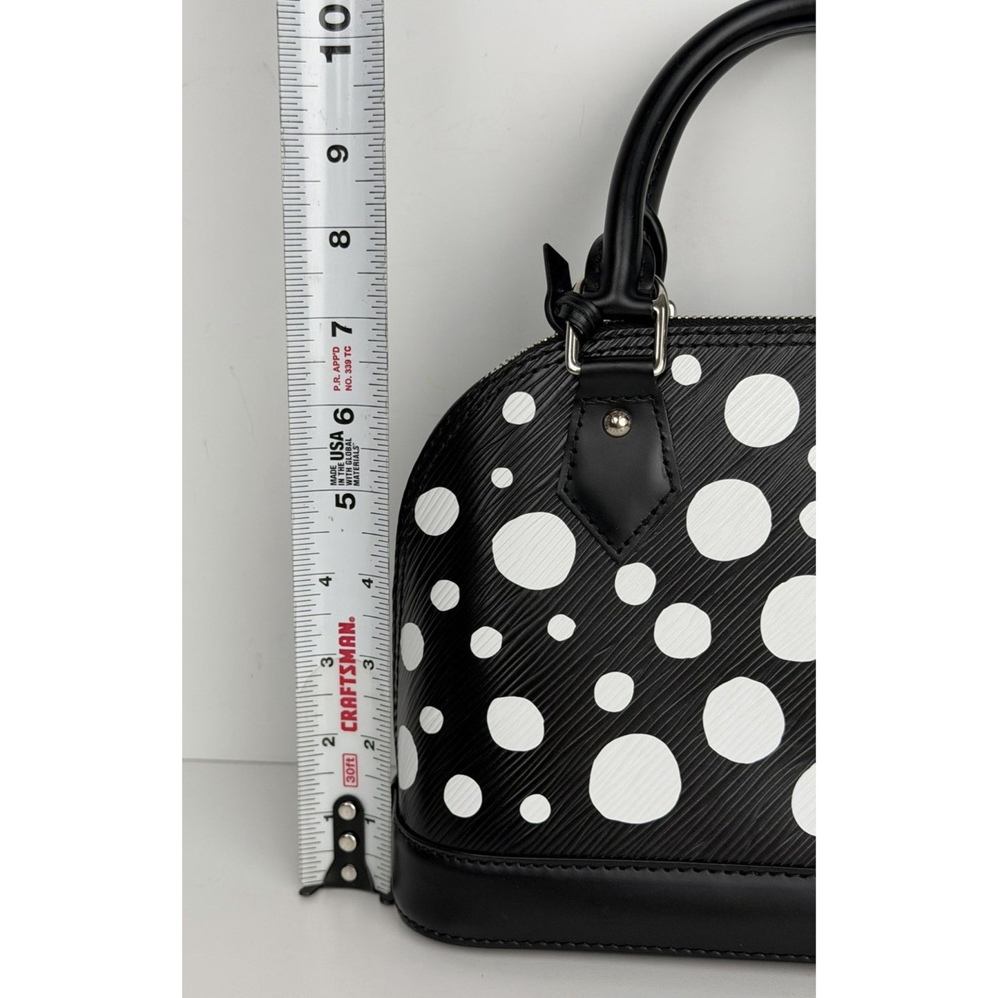 Louis Vuitton x Yayoi Kusama Alma BB Handbag in Black Epi Leather NFC C8