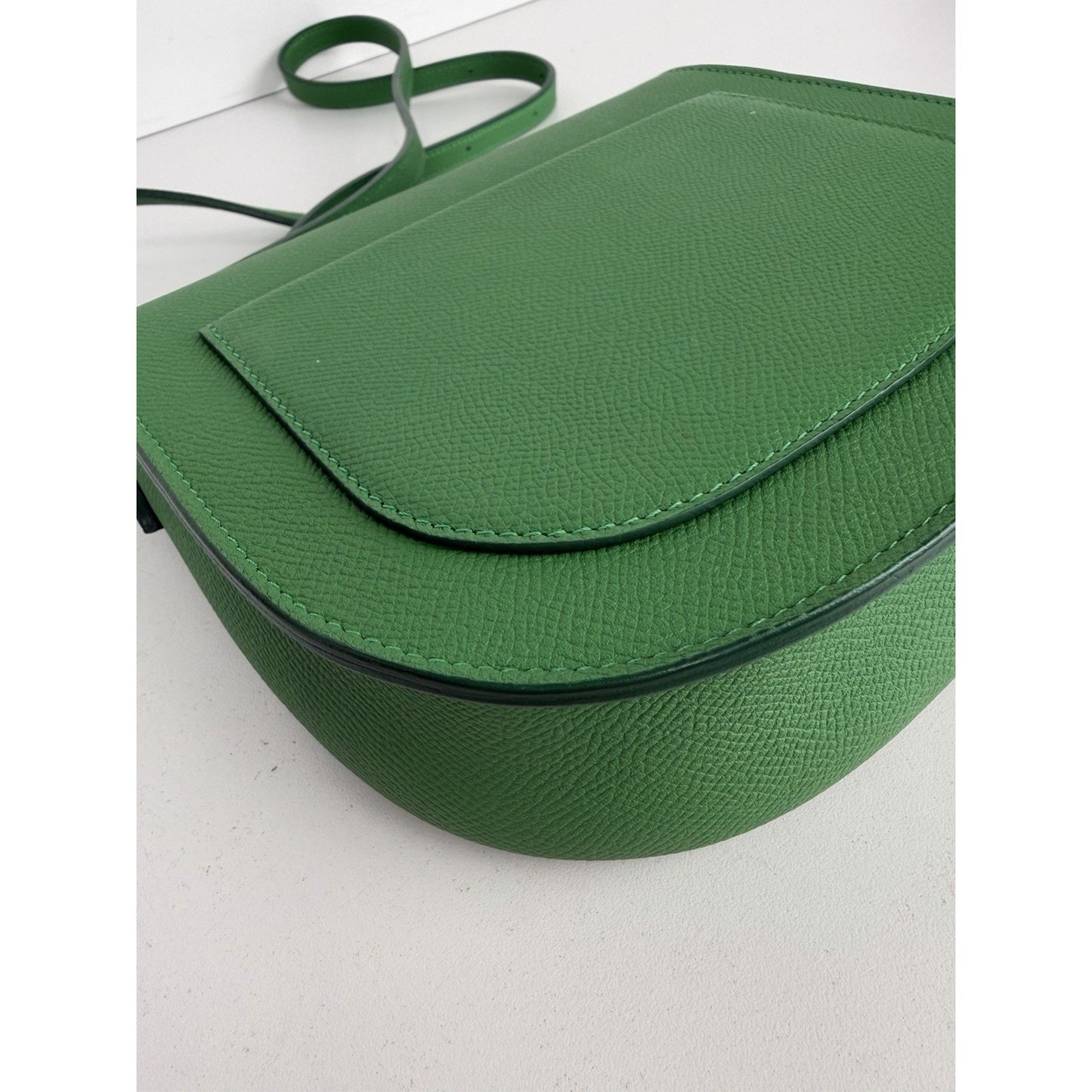 Celine by Phoebe Philo Trotteur Small Crossbody Bag in Grainy Green Leather S-08