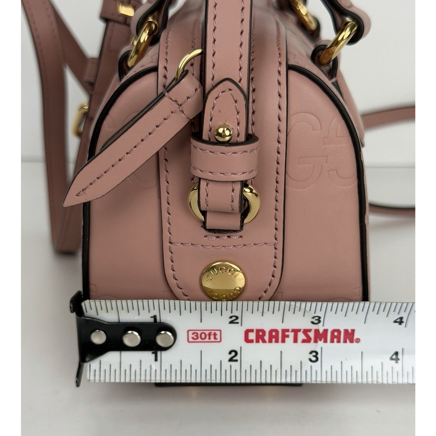 Gucci Jumbo GG Super Mini Top Handle Bag in Soft Pink Leather C6