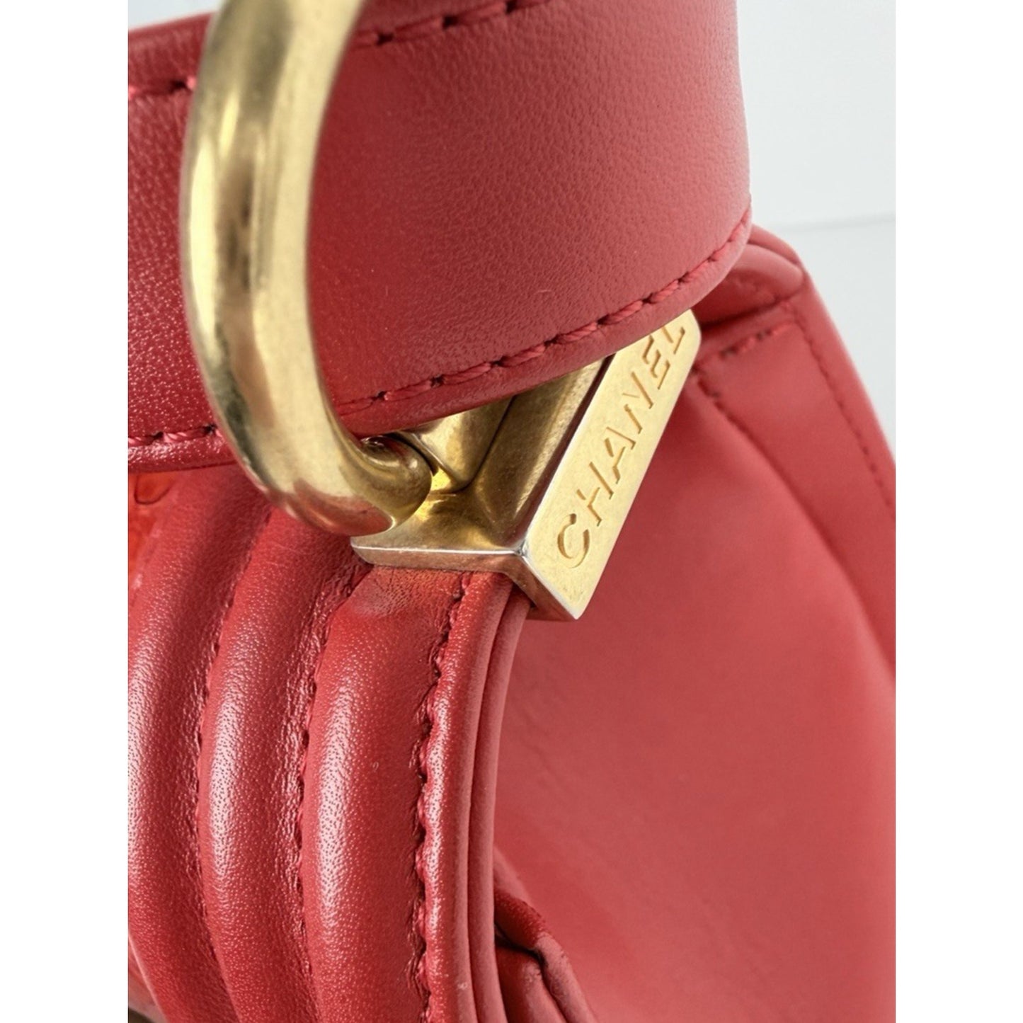 LAYAWAY: CHANEL Python Boy Bag Medium Red Leather Brushed Gold Hardware 2014 B4
