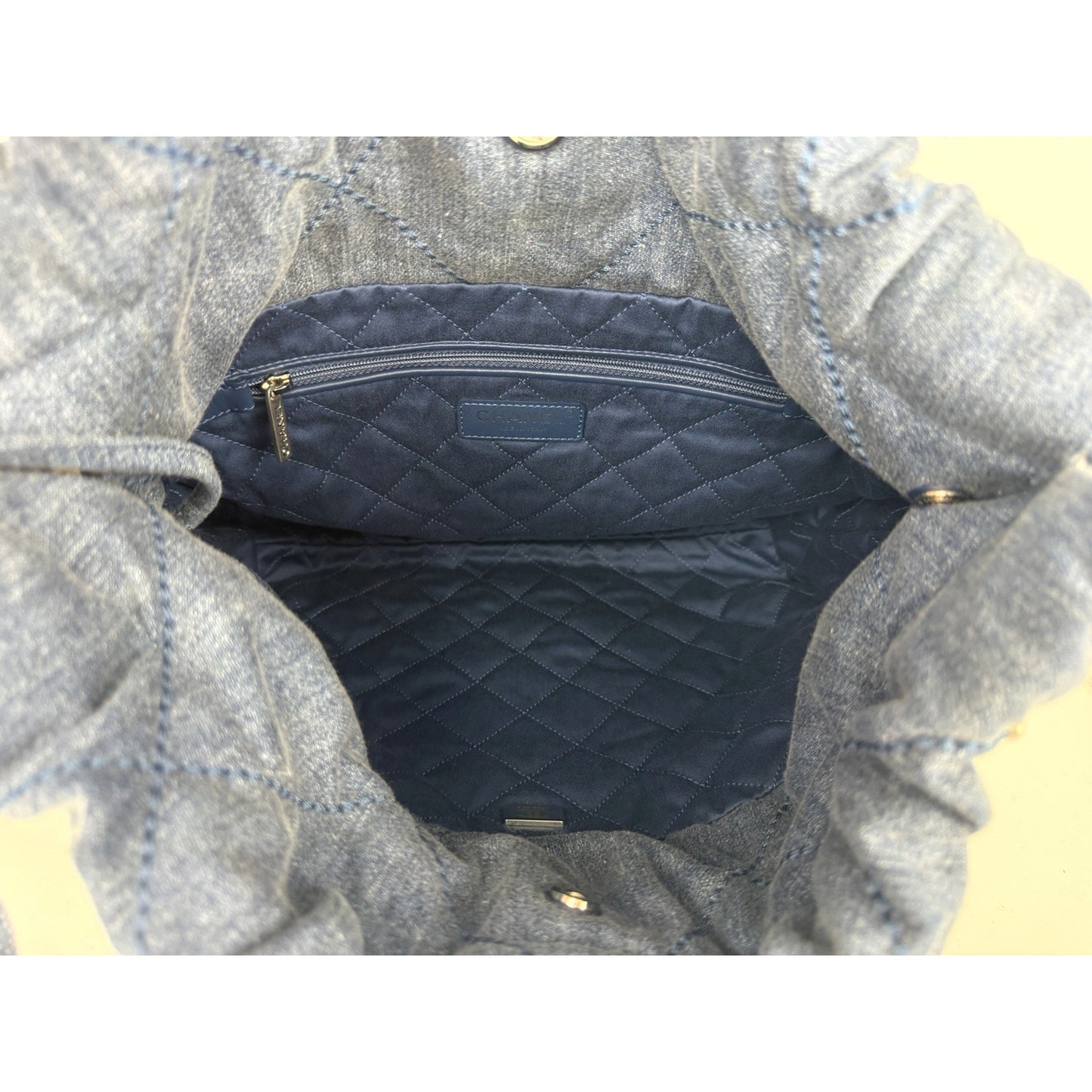 Chanel 22 Small Shoulder Hobo Bag in Denim With Studs and With a Pouch NFC E-3