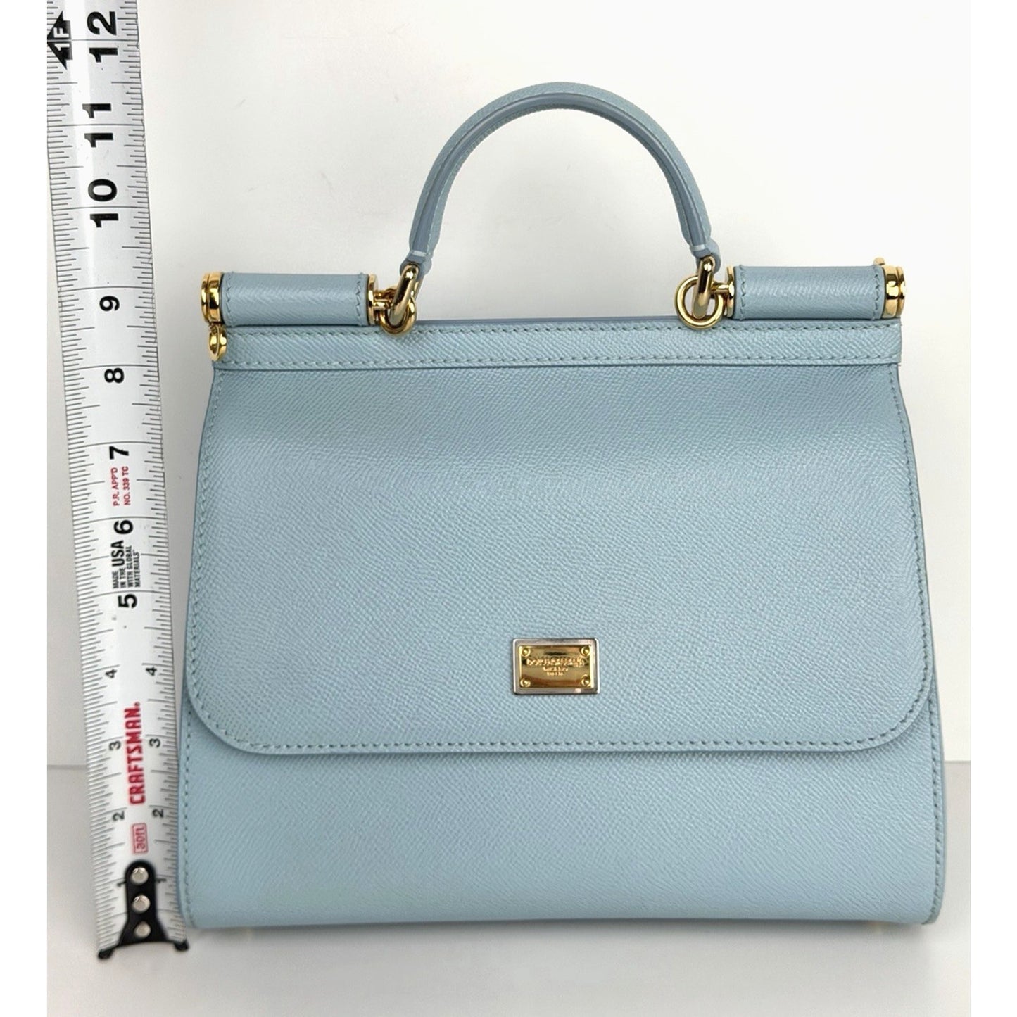 Dolce & Gabbana Sicily Bag Medium in Light Blue Leather Handbag C-1