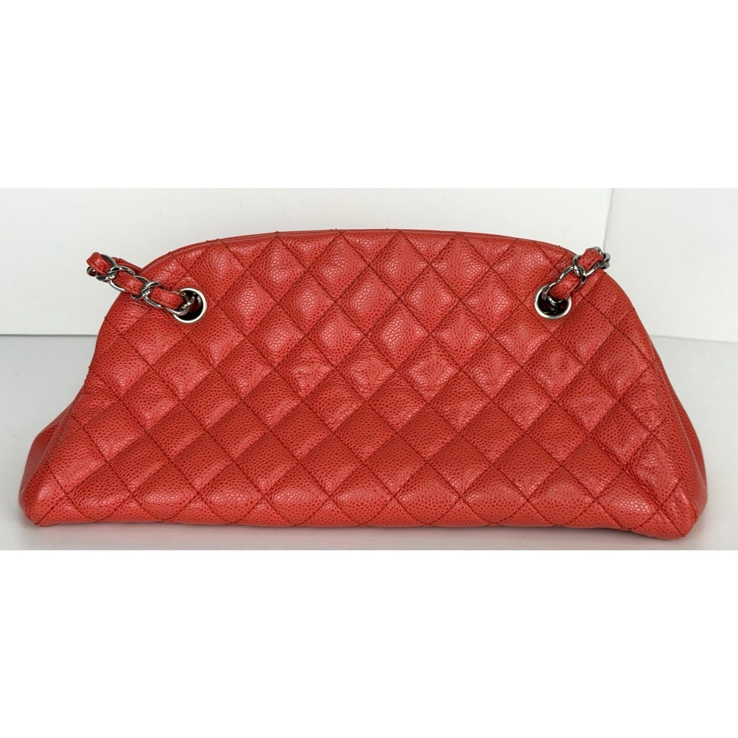 Chanel Medium Just Mademoiselle Bowling Bag in Red Caviar Leather F1