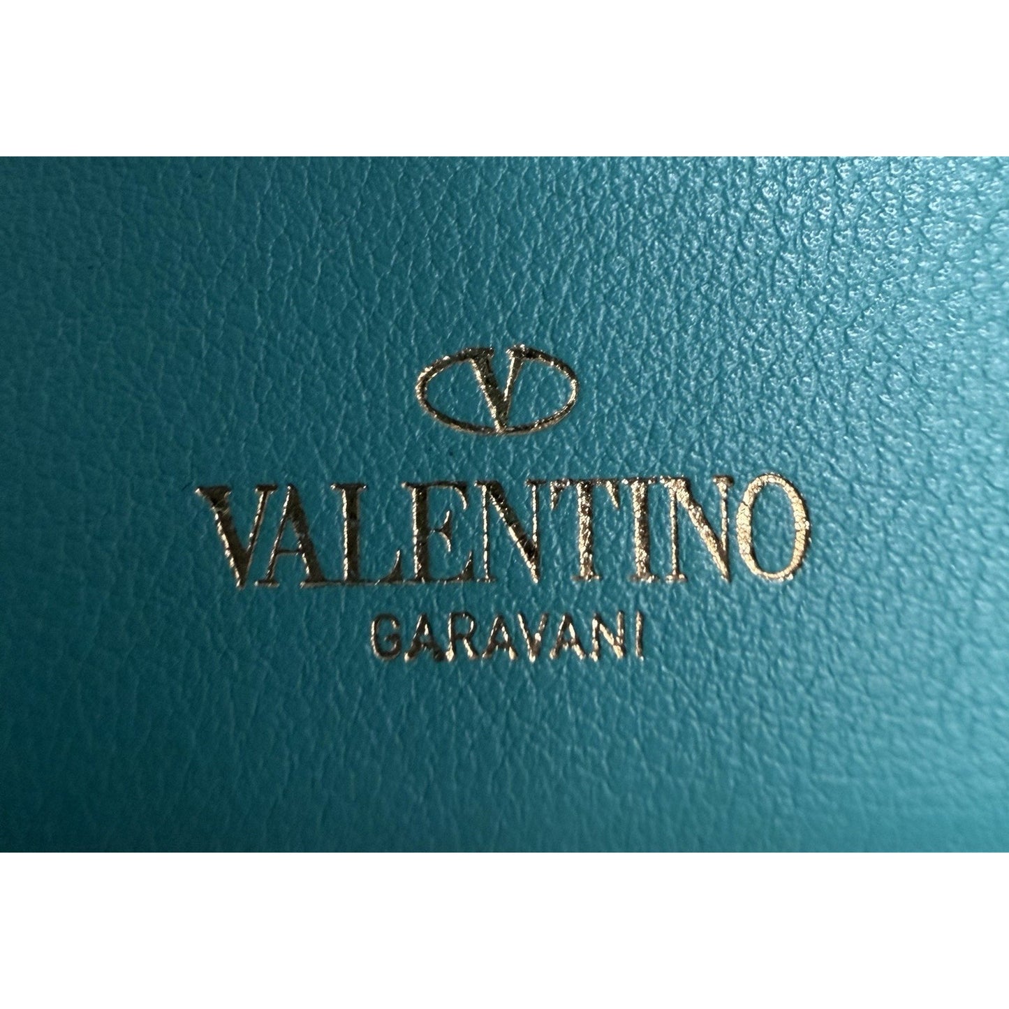 Valentino Garavani Rockstud Wallet in Turquoise Leather with Studded Accents K1