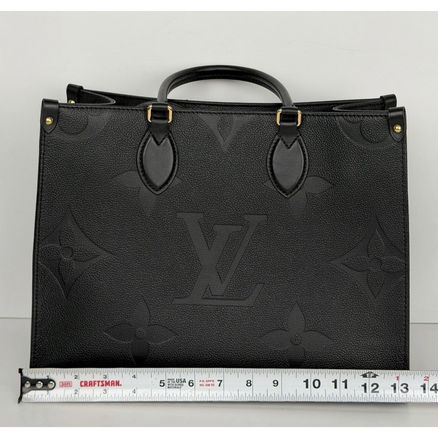 Louis Vuitton OnTheGo MM Tote Bag Black Monogram Empreinte Leather NFC C4