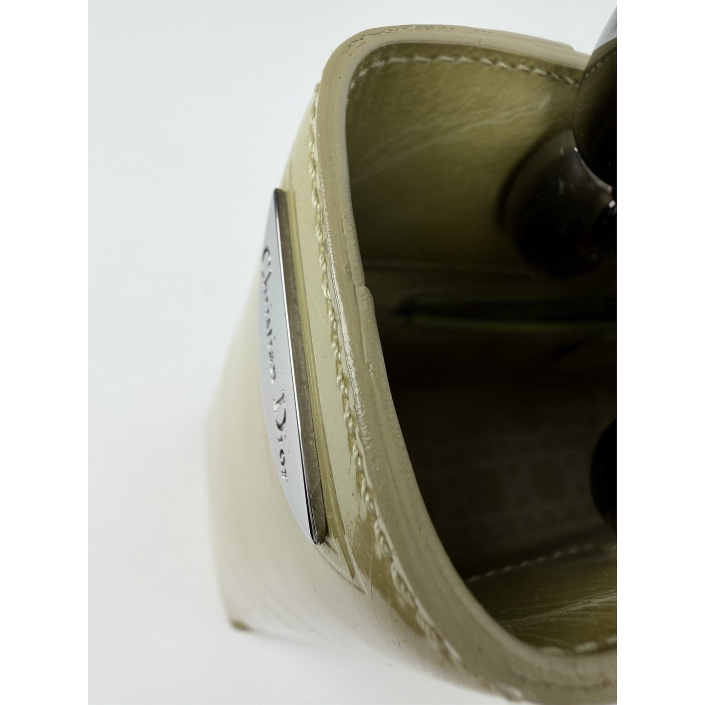 Christian Dior Malice Tote Bag Small Vintage Olive Green Patent Leather 2000 S