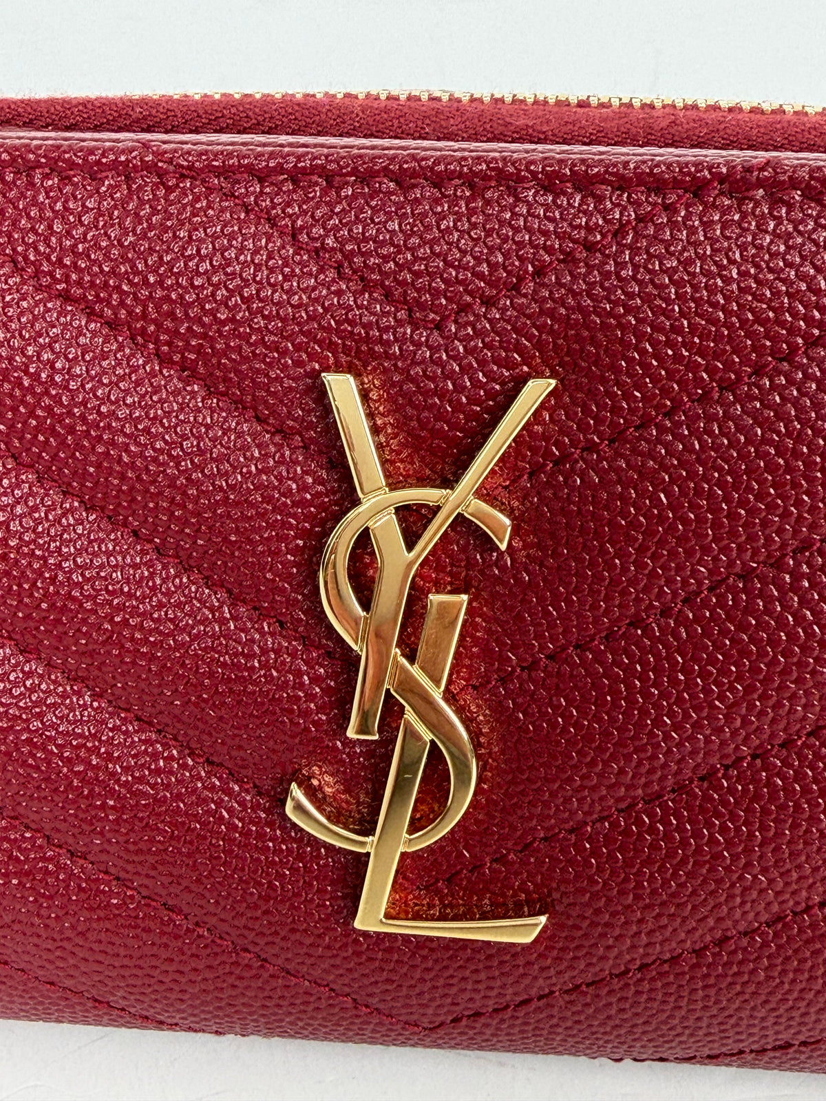 Saint Laurent Cassandre Wallet in Burgundy Grain De Poudre Leather YK4