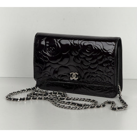 Chanel Camellia Wallet On Chain Bag in Black Patent Leather 2010-2011 B-2