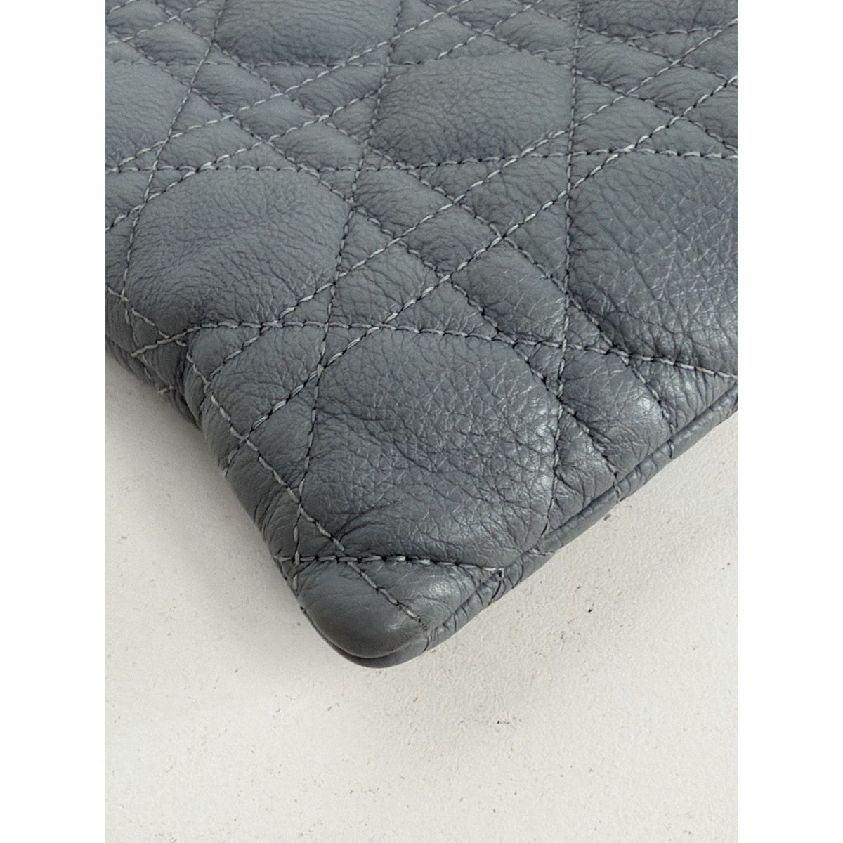 Christian Dior Caro Large Pouch Clutch Bag in Blue Quilted Calfskin Leather S03